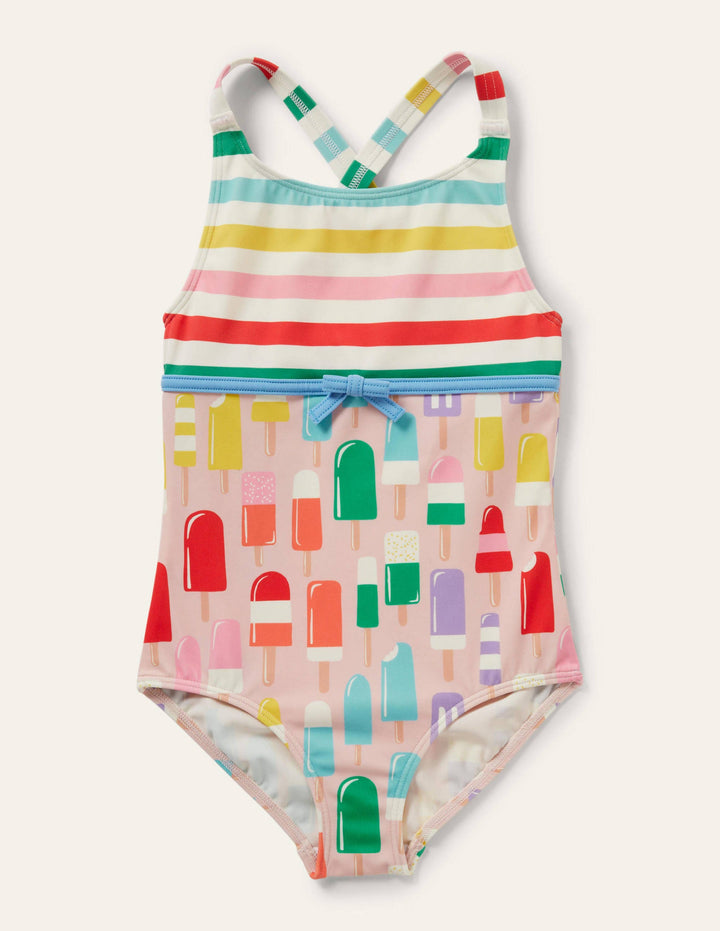 Hotchpotch Cross-back Swimsuit-Multi Rainbow Lollies