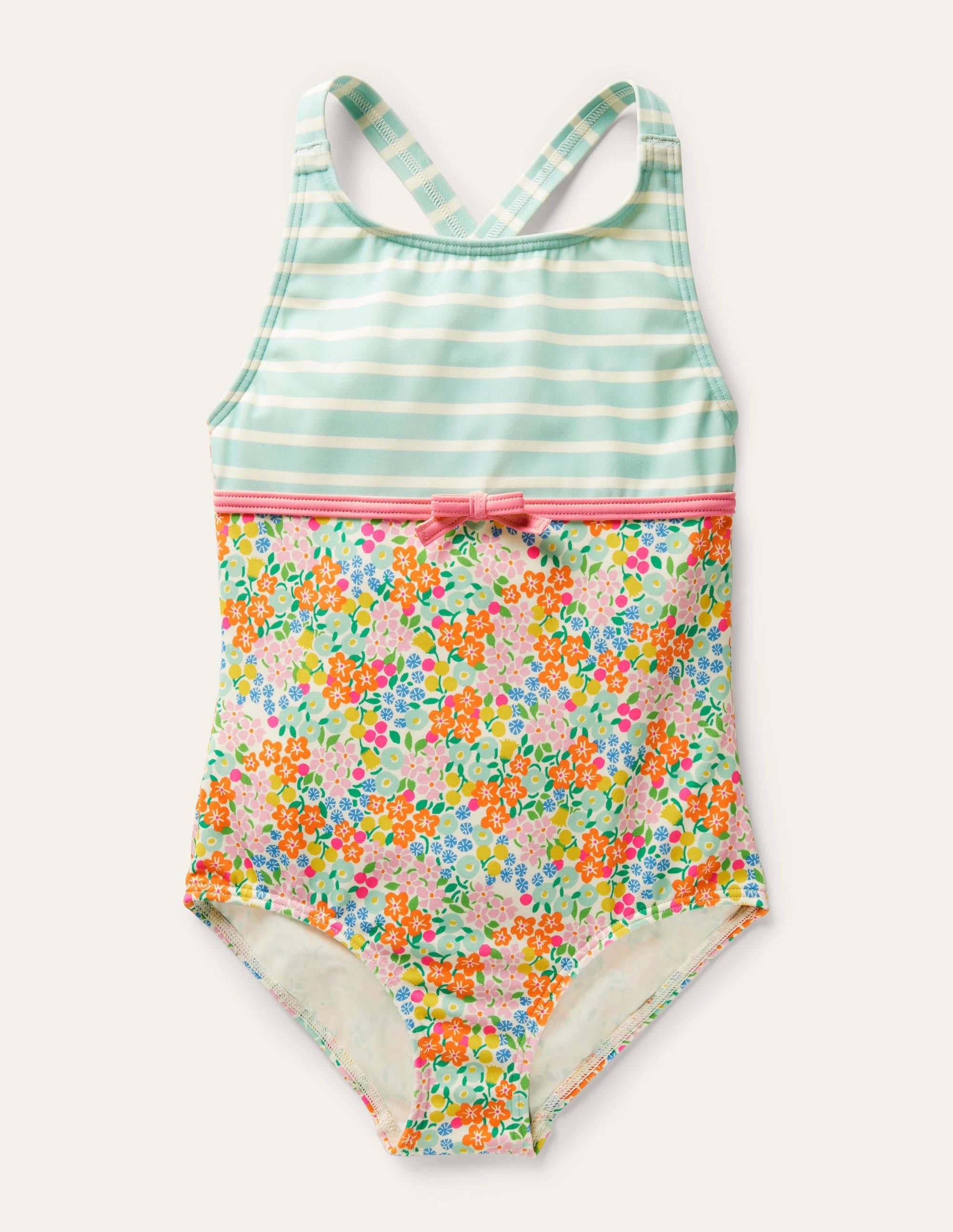 Maillot de bain croisé dans le dos à motif pêle-mêle-Motif Tropical Flowerbed multi - Image 1