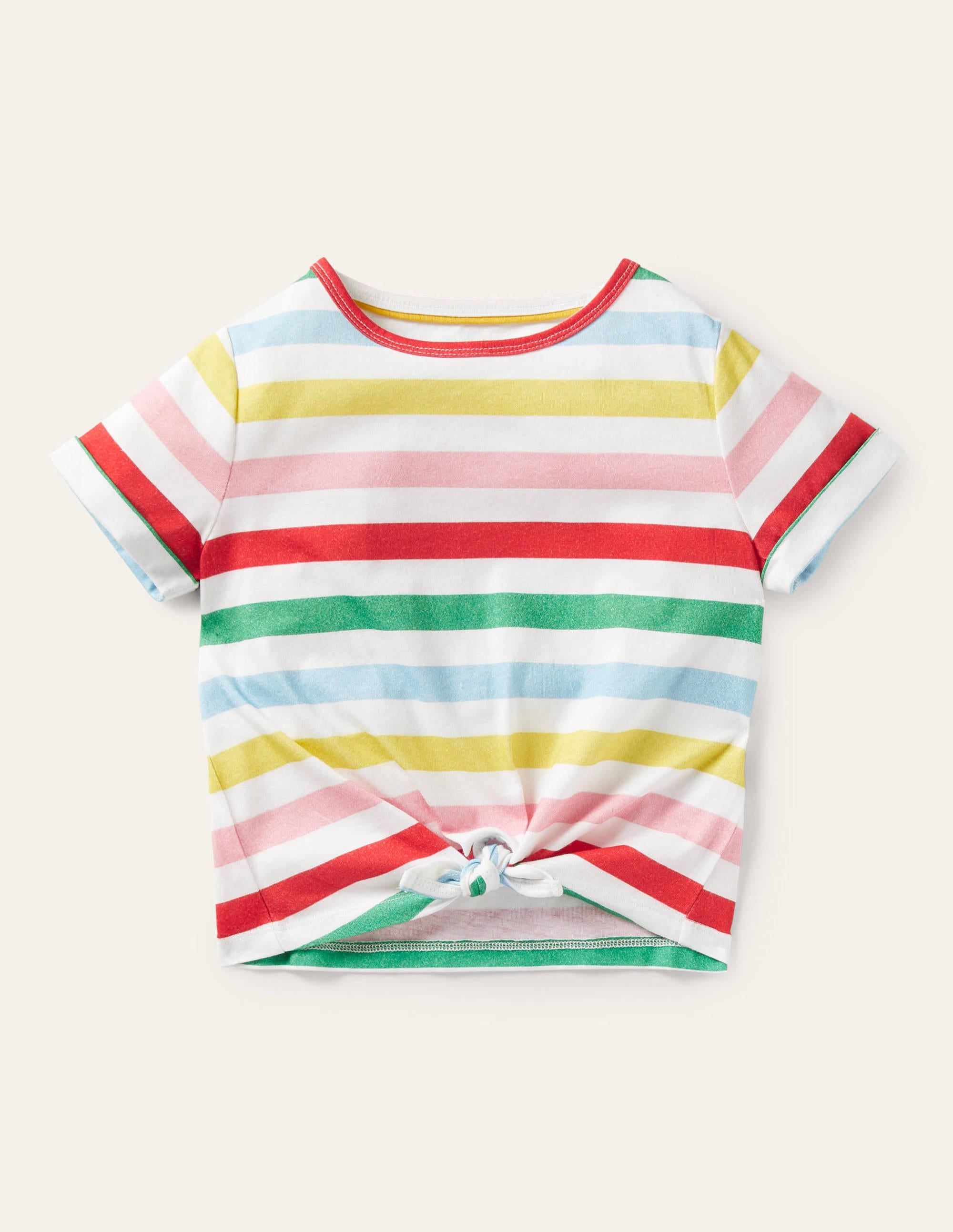T-shirt noué sur le devant-Rayé multi - Image 1