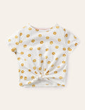 T-Shirt zum Binden-Weiß, Foliengänseblümchen