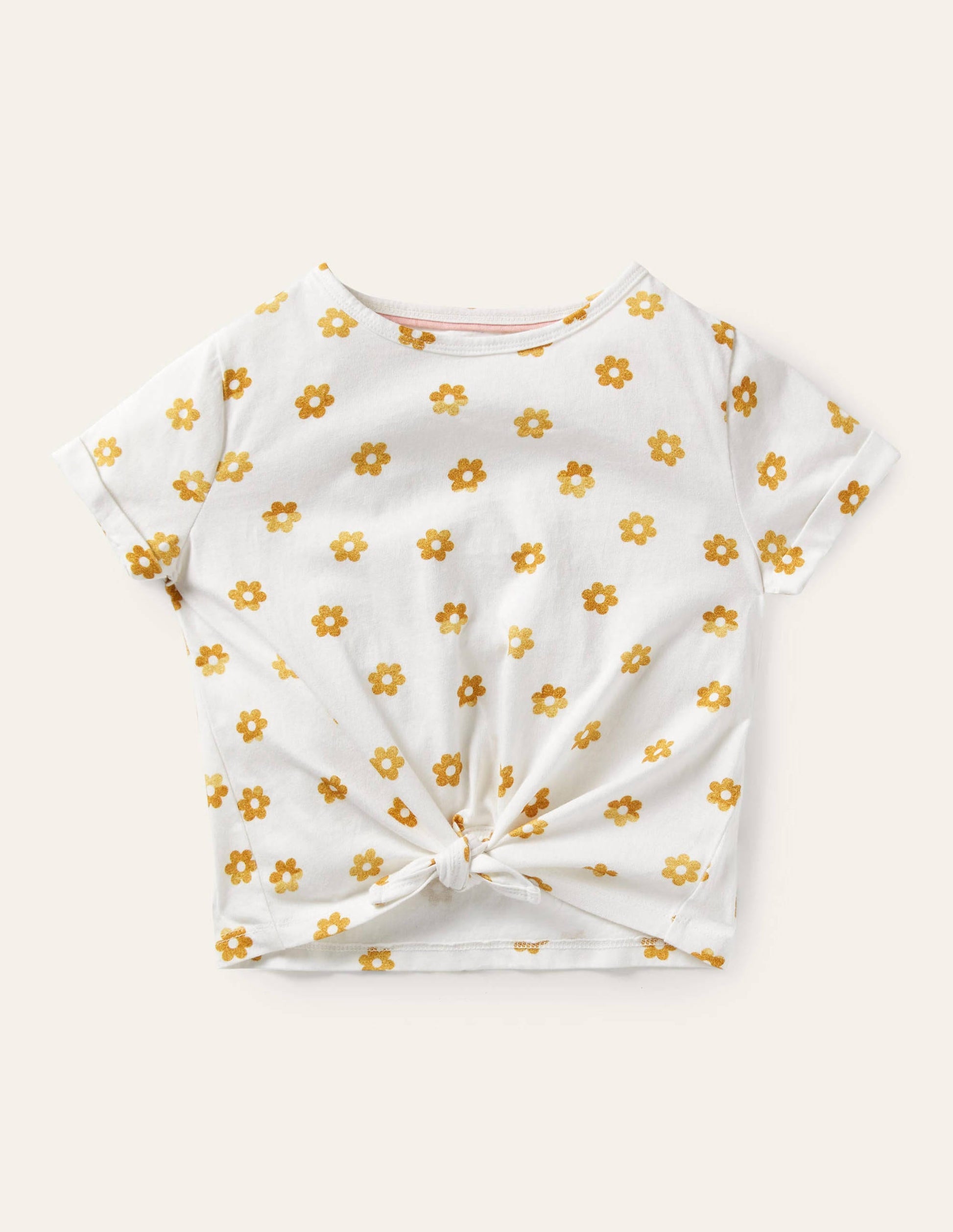 T-Shirt zum Binden-Weiß, Foliengänseblümchen-1