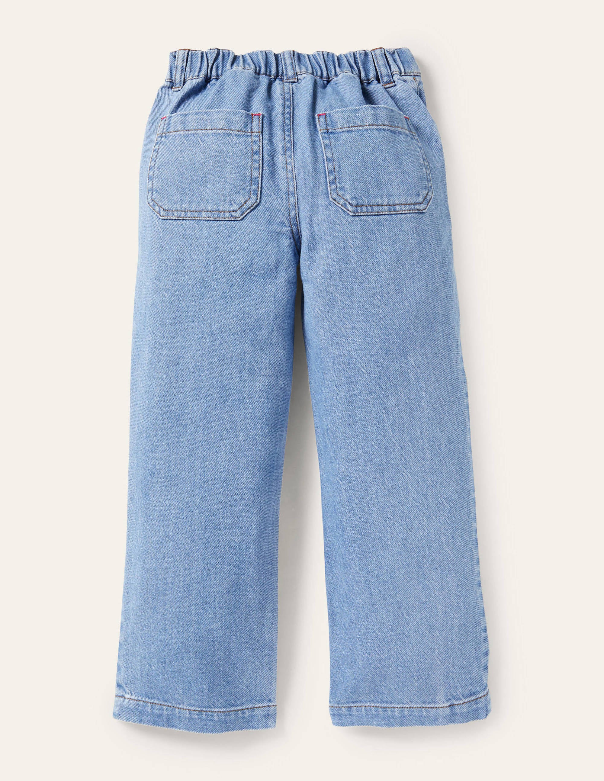 Jeans mit Applikation-Mittleres Vintageblau, Flamingo - Image 2