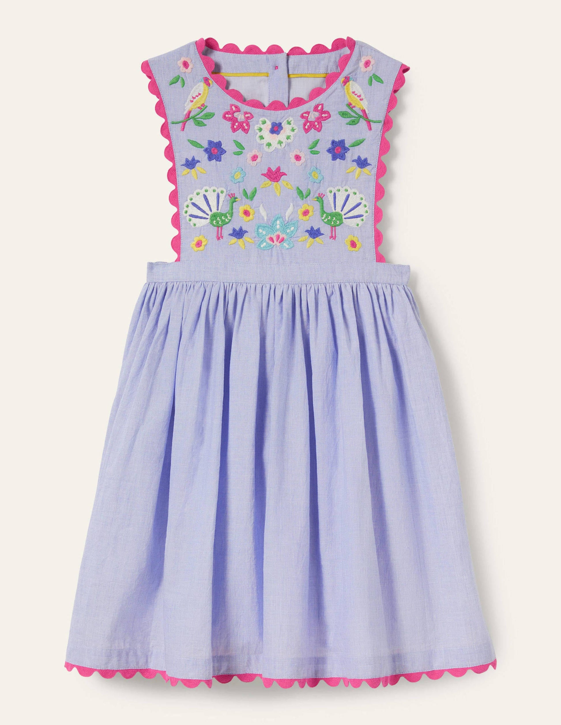 Robe chasuble tissée-Broderie multi bleu-1