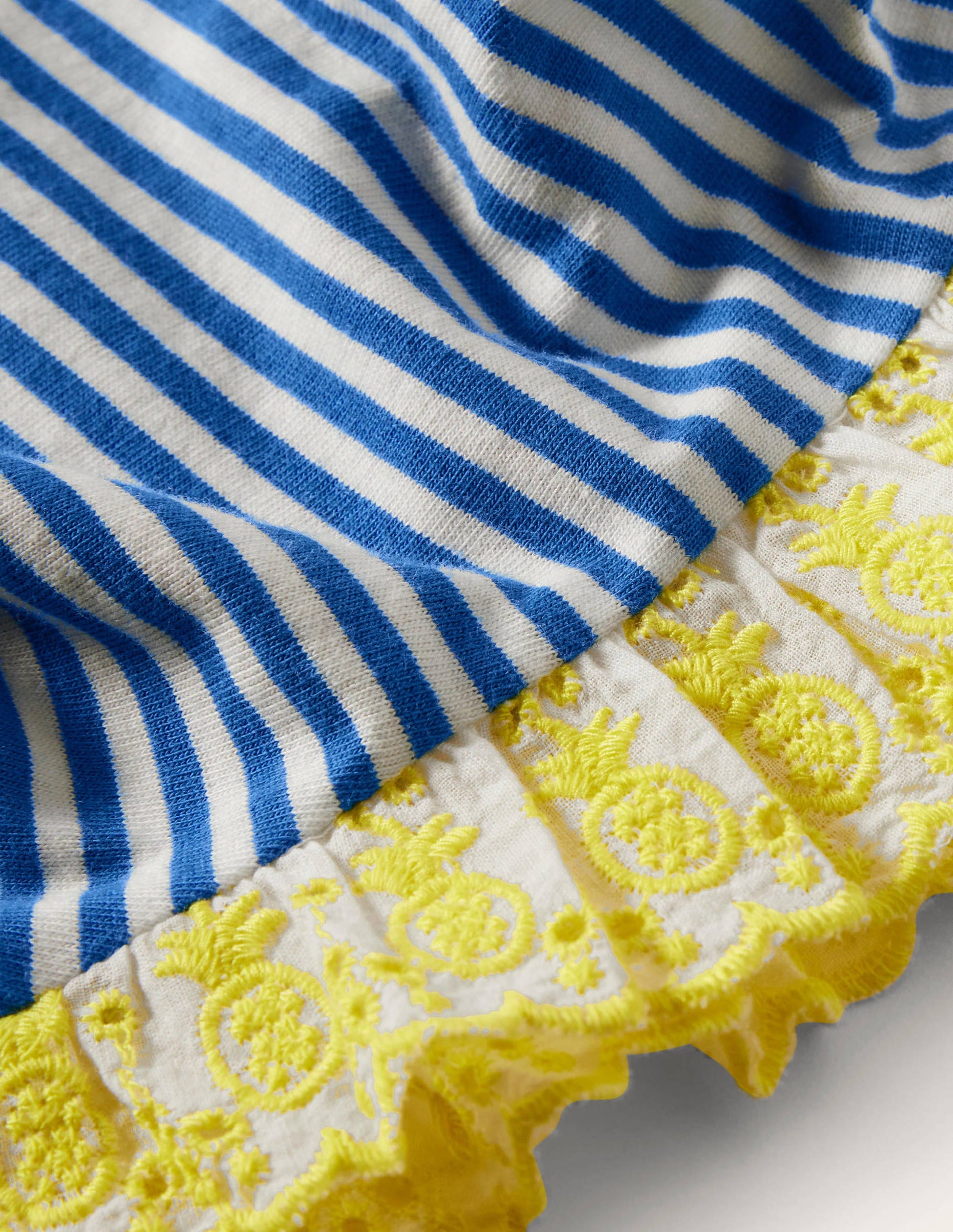 Oberteil mit Lochstickerei an den Ärmeln-Strahlendes Marineblau/Naturweiß-3