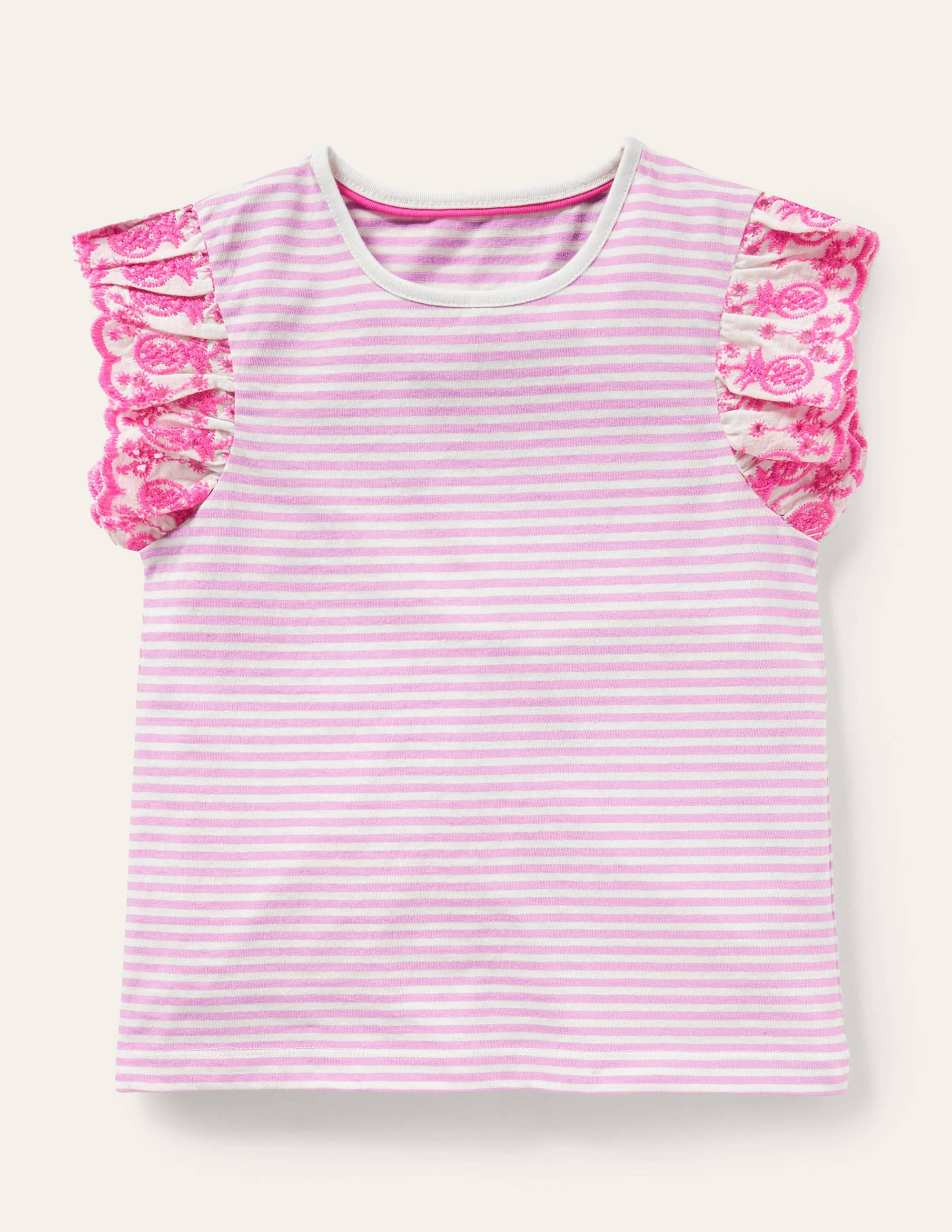 Top avec manches en broderie anglaise-Rose osier fleuri/ivoire - Image 1