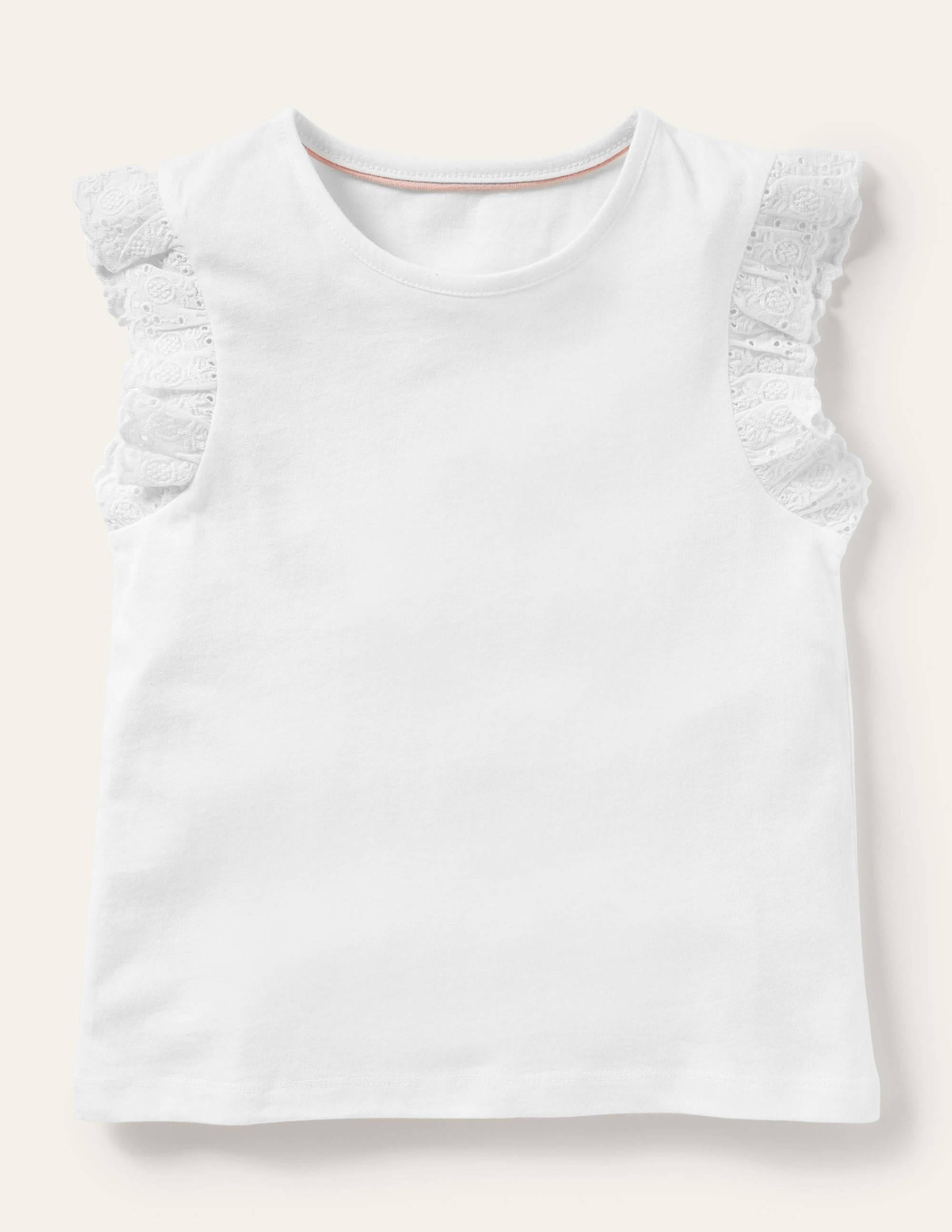 Top avec manches en broderie anglaise-Blanc - Image 1