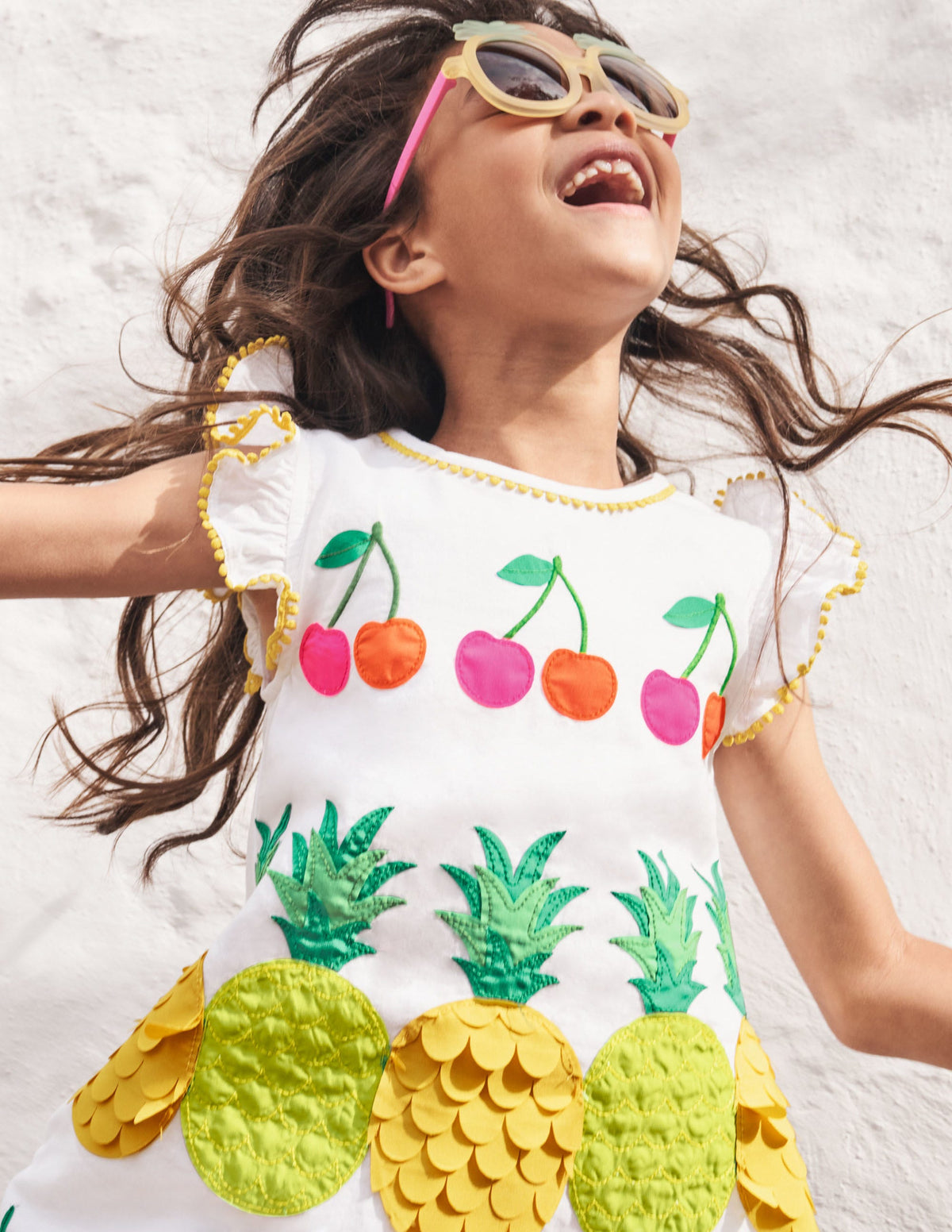 Webkleid mit großer Applikation-Weiß, Früchte - Image 5