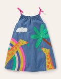 Chambraykleid mit Giraffenmotiv-Faux-Uni, Giraffen