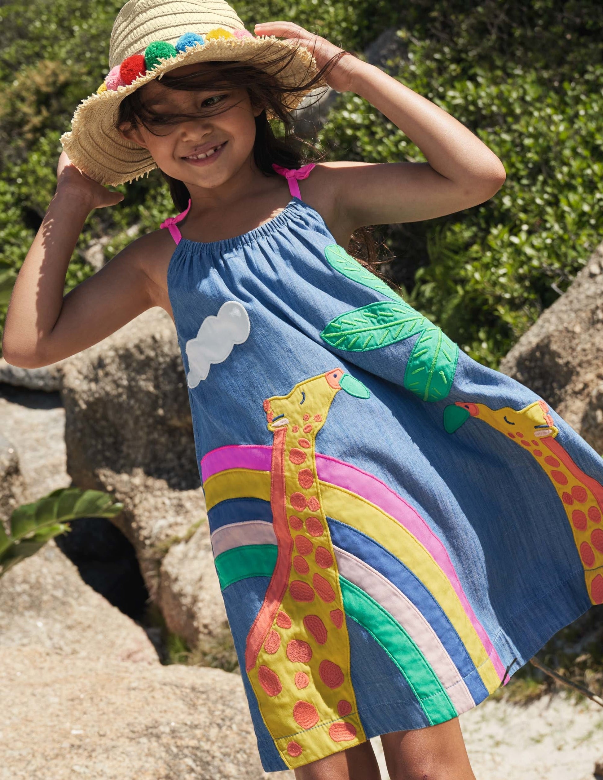 Chambraykleid mit Giraffenmotiv-Faux-Uni, Giraffen-4