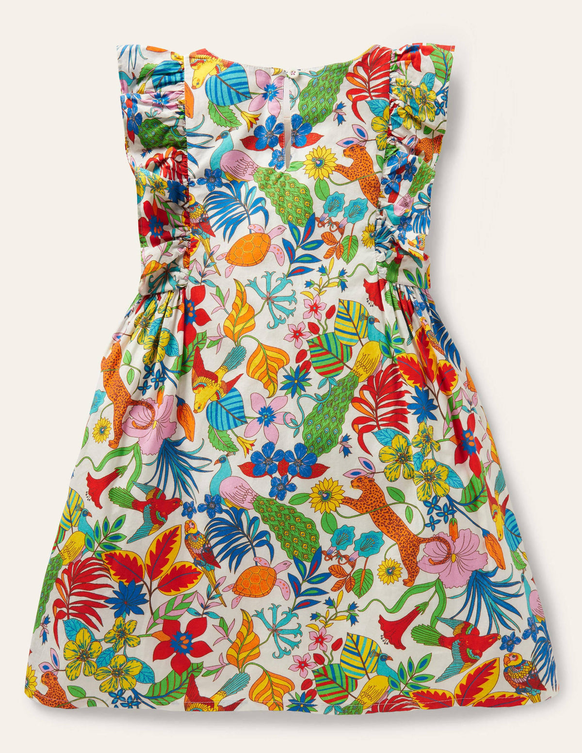 Gemustertes Kleid mit Rüschenärmeln-Mini Me/Bunt, Dschungel-2