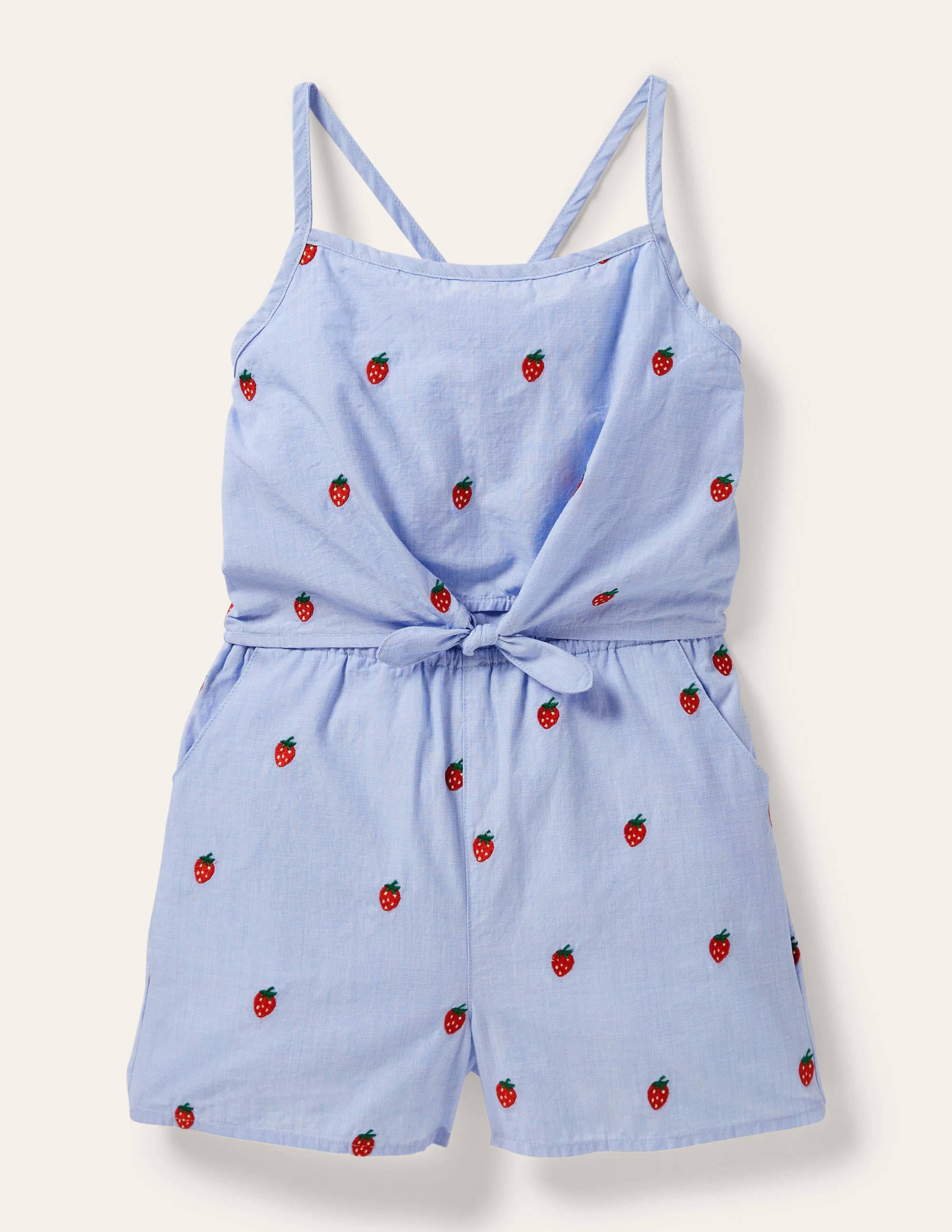 Combishort tissé et noué sur le devant-Brodé chambray - Image 1