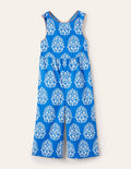 Jumpsuit mit überkreuzten Trägern-Helles Marineblau, Holzschnittmuster