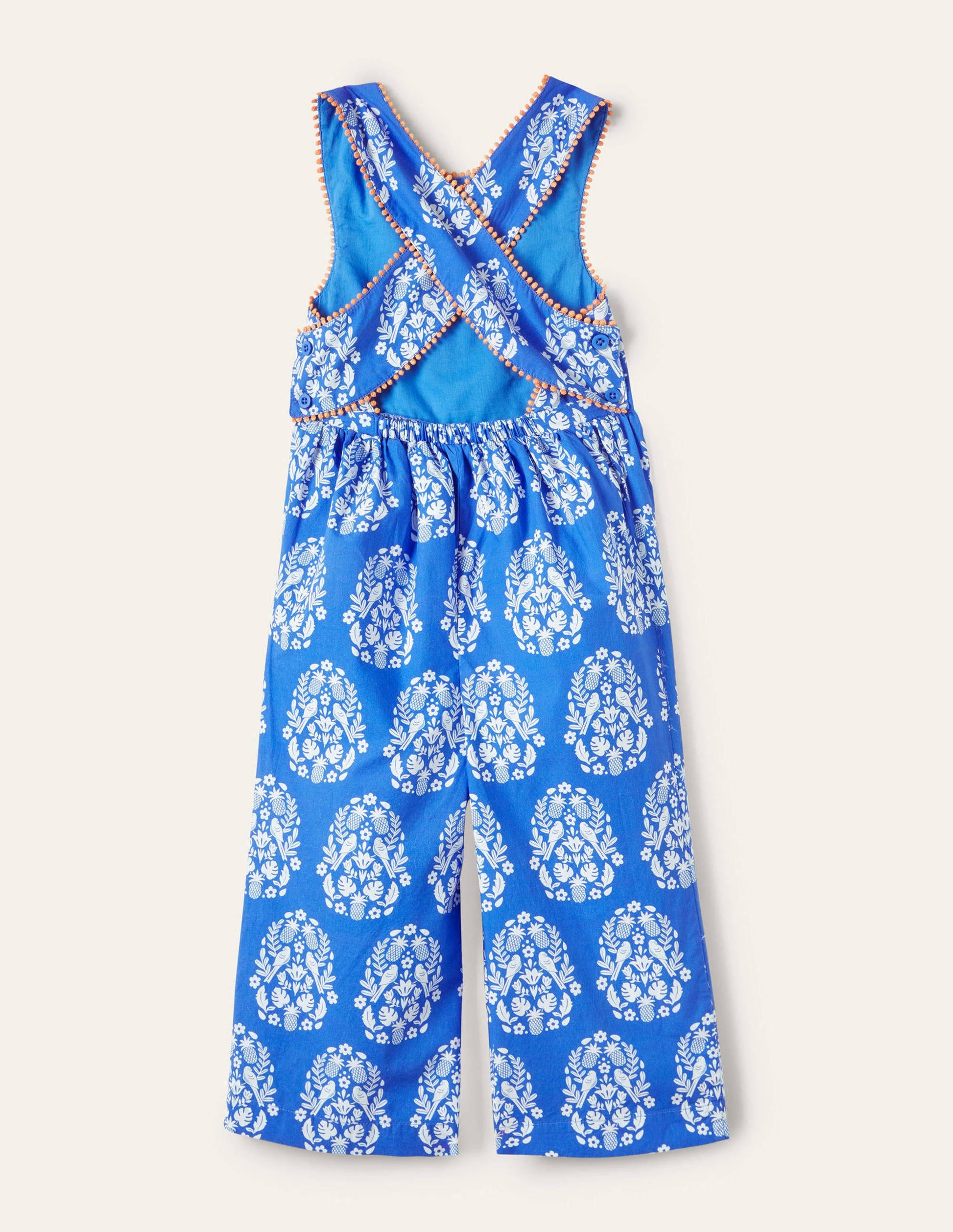 Jumpsuit mit überkreuzten Trägern-Helles Marineblau, Holzschnittmuster-2