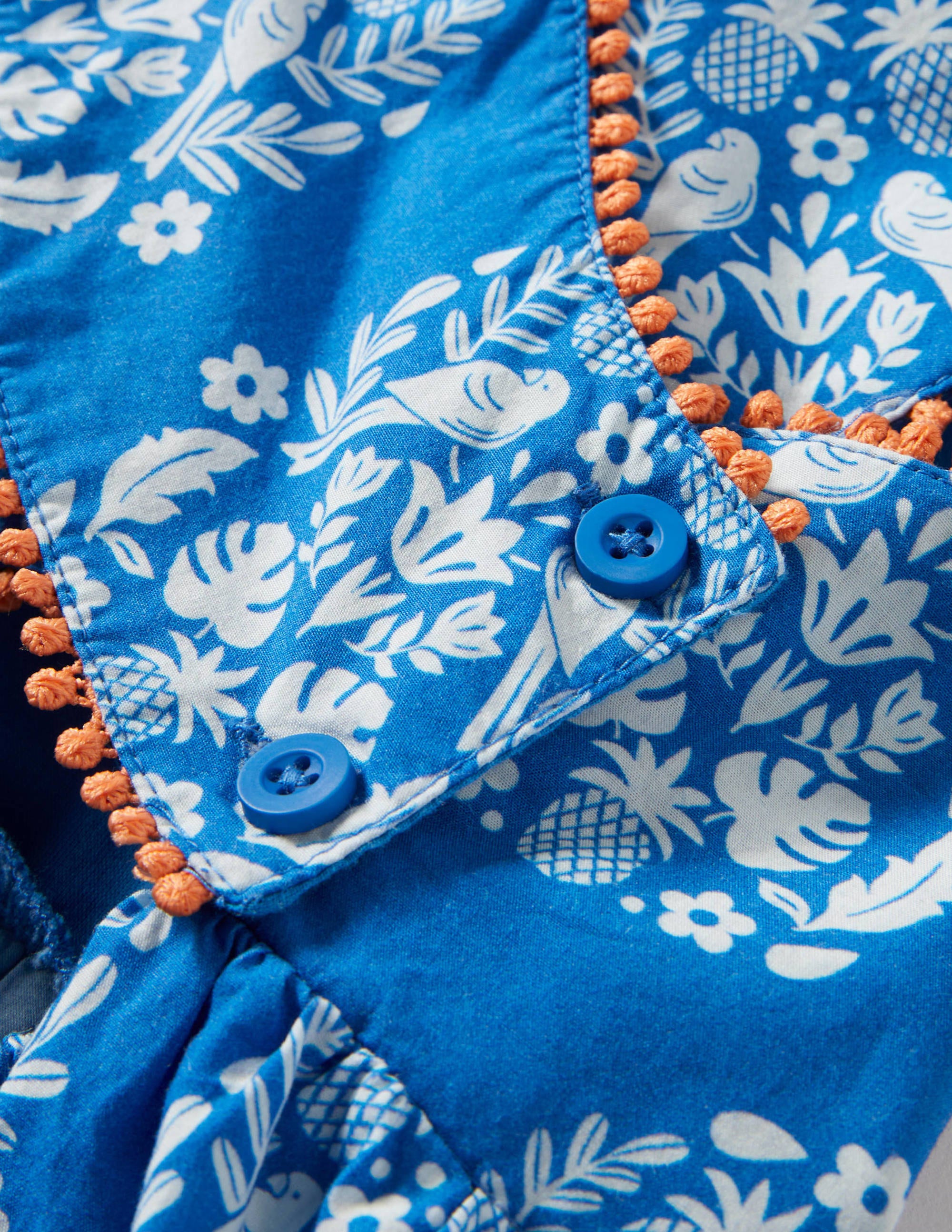 Jumpsuit mit überkreuzten Trägern-Helles Marineblau, Holzschnittmuster - Image 3