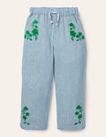 Pantalon tissé simple-Coutil ivoire/bleu littoral