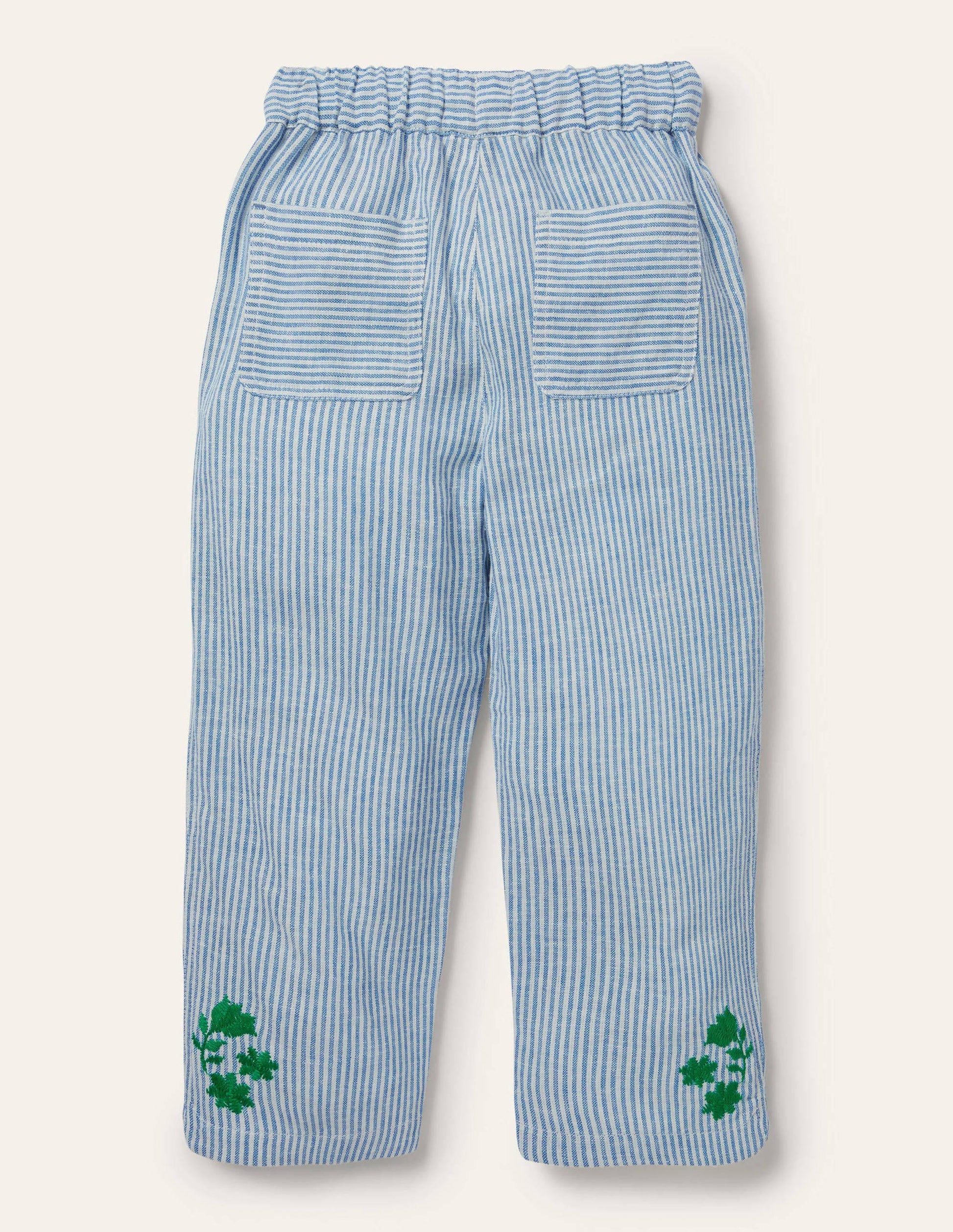 Pantalon tissé simple-Coutil ivoire/bleu littoral-2