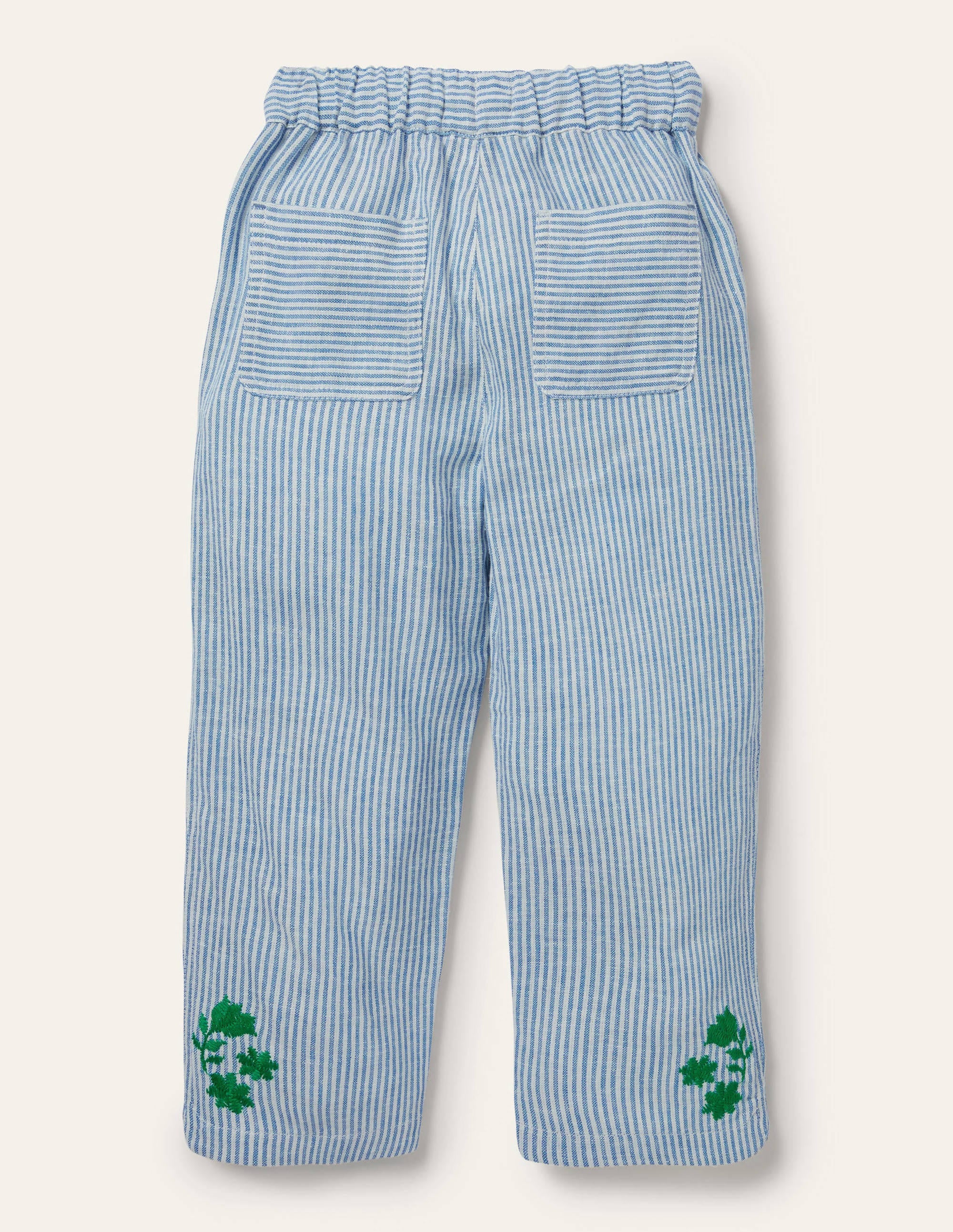 Pantalon tissé simple-Coutil ivoire/bleu littoral - Image 2