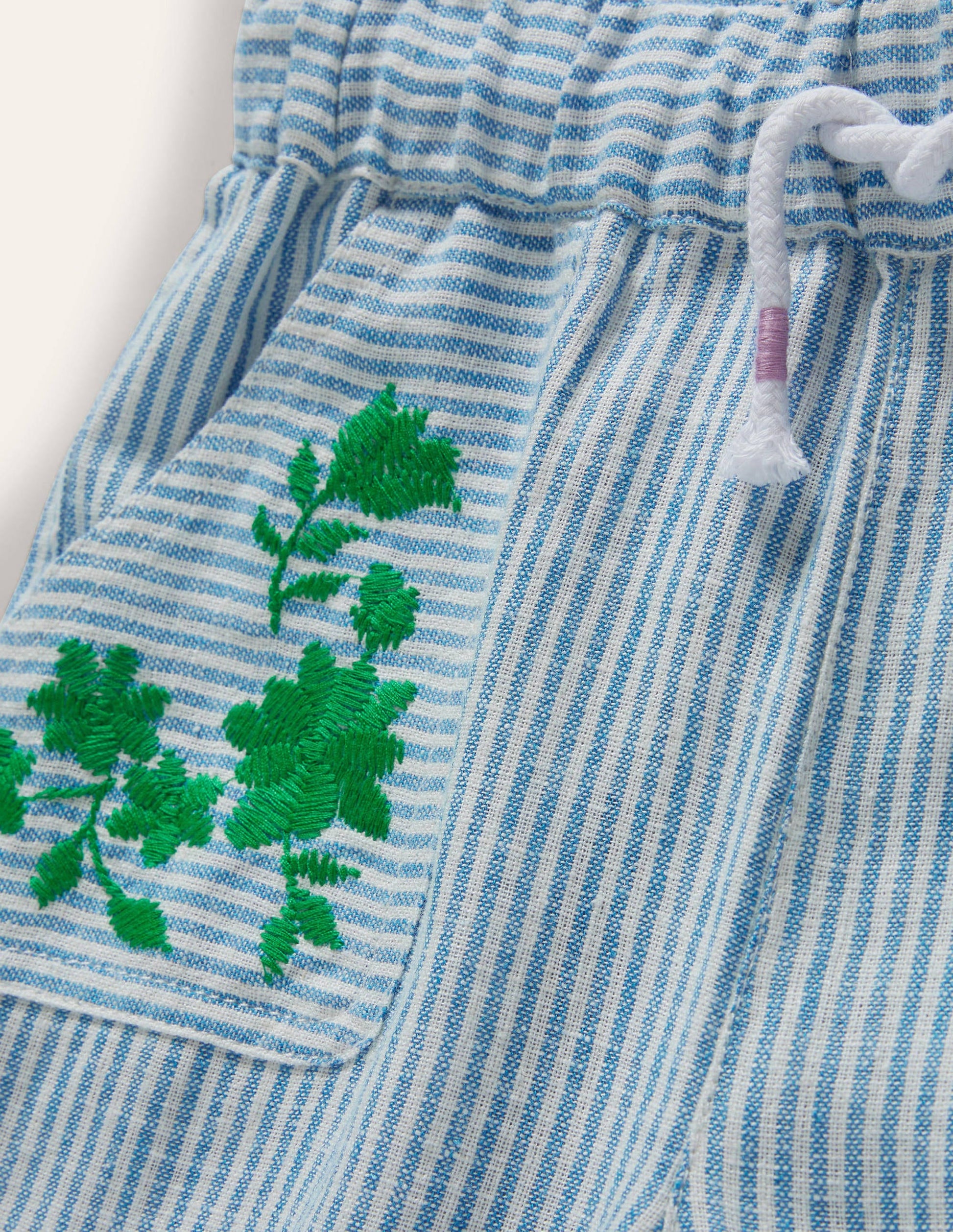 Pantalon tissé simple-Coutil ivoire/bleu littoral-3