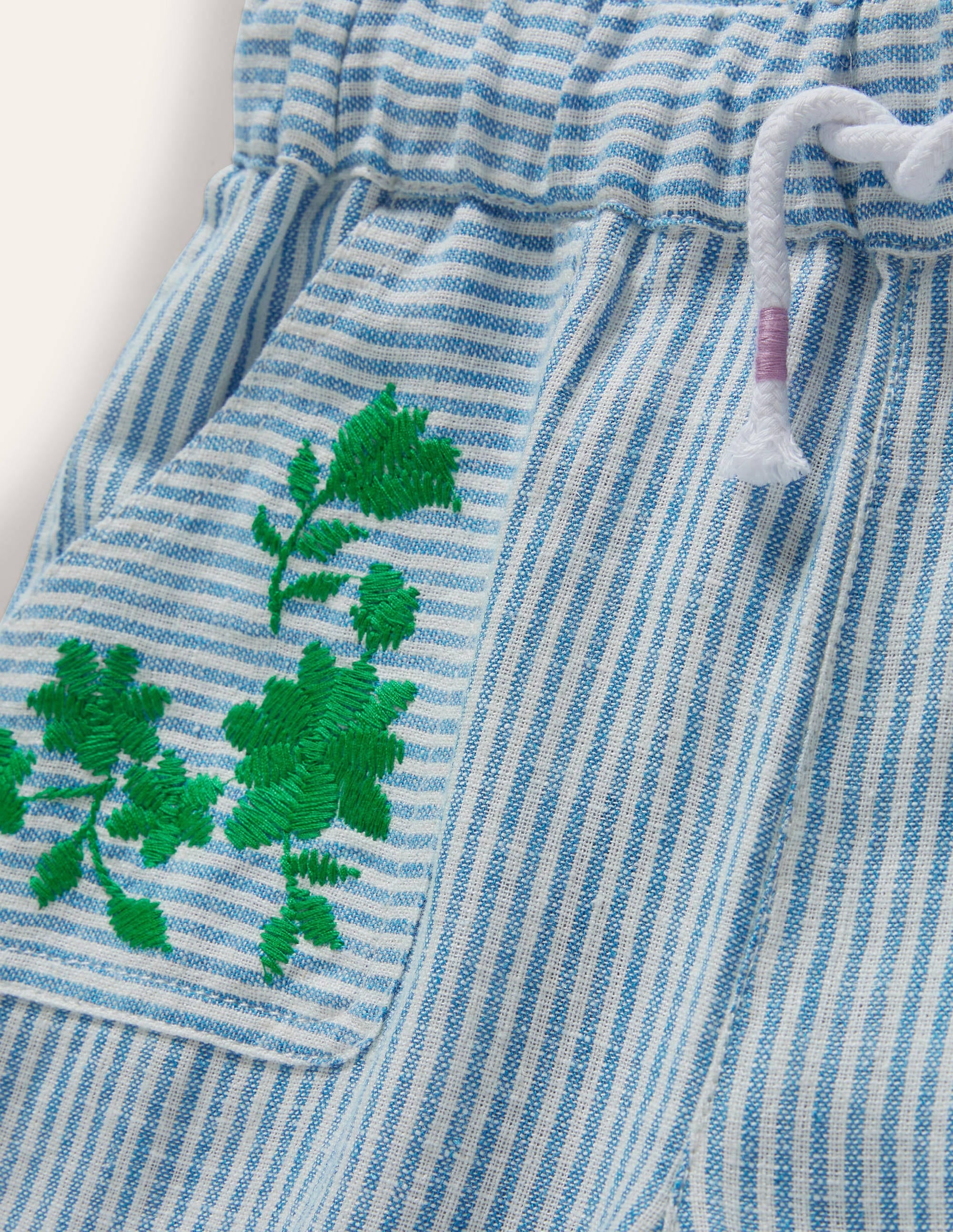 Pantalon tissé simple-Coutil ivoire/bleu littoral - Image 3