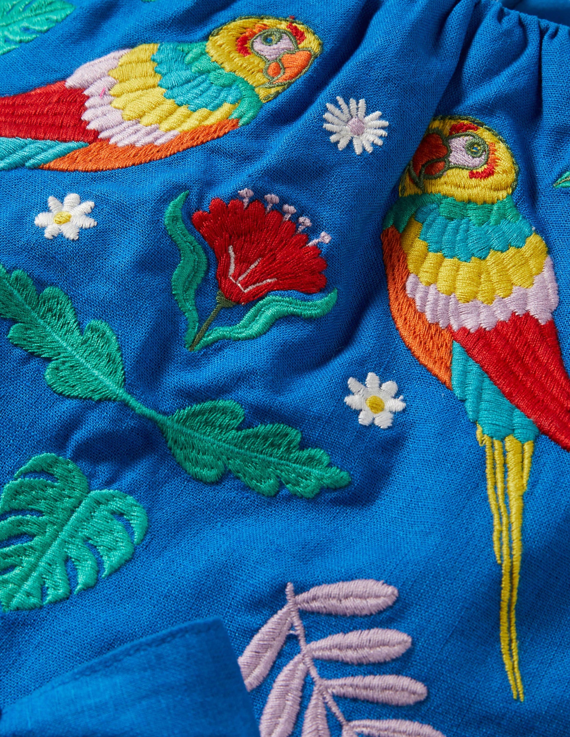 Vintagekleid mit Dschungelmotiv-Marineblau, Stickerei-3