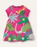 Kleid mit Aufklappmotiven-Rosarot, Dschungeltiere