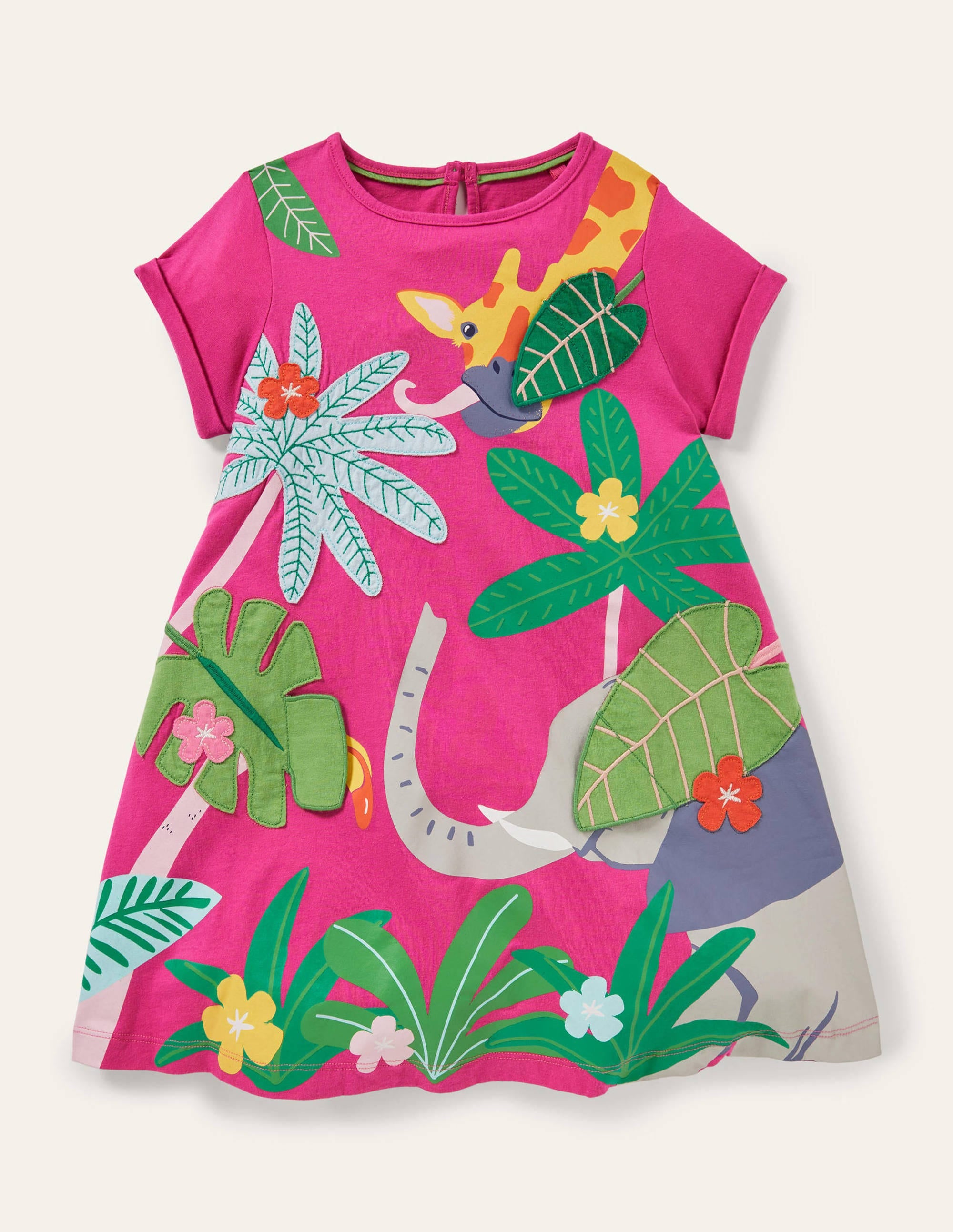 Kleid mit Aufklappmotiven-Rosarot, Dschungeltiere - Image 1