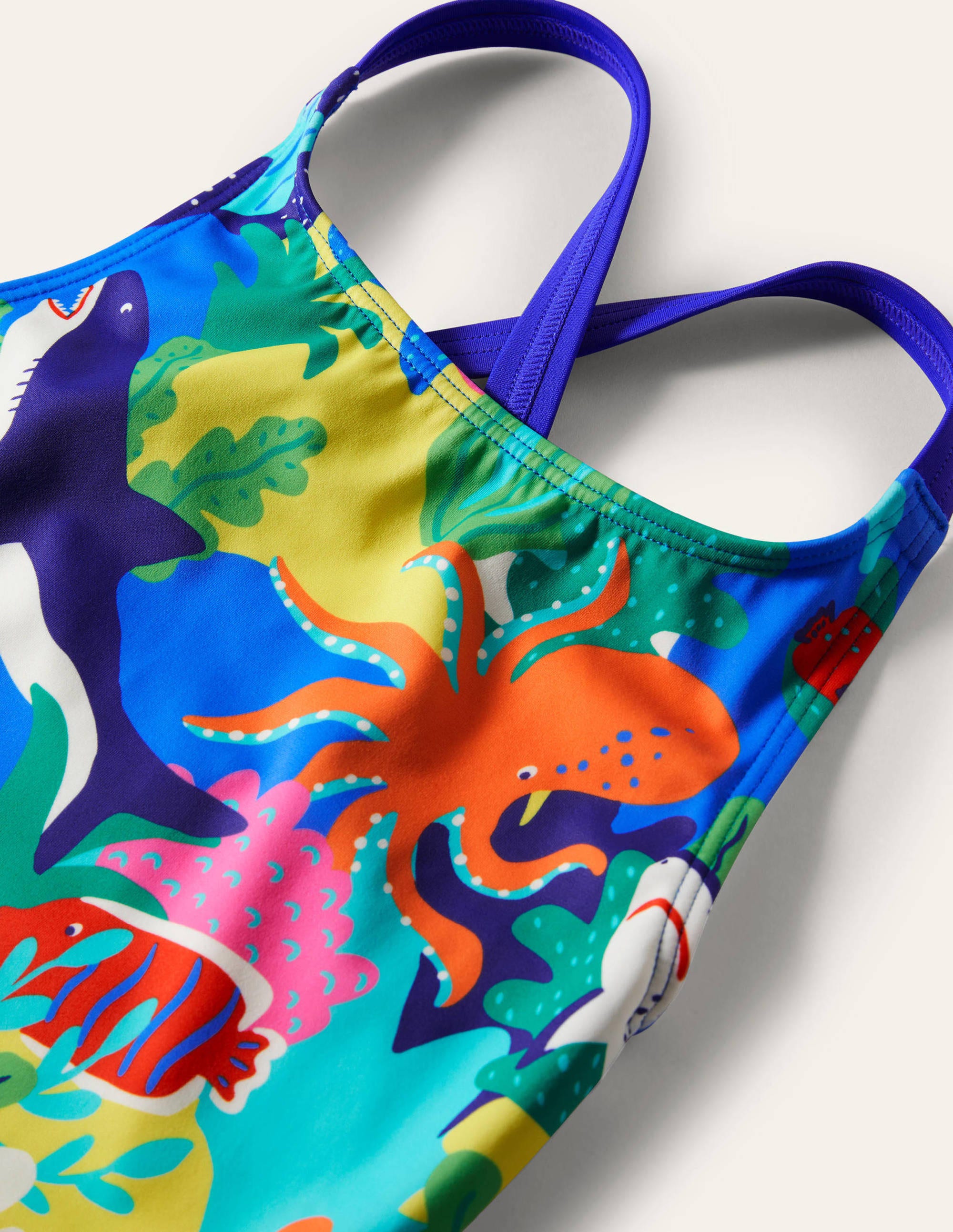 Maillot de bain imprimé croisé dans le dos-Récif arc-en-ciel multi - Image 3
