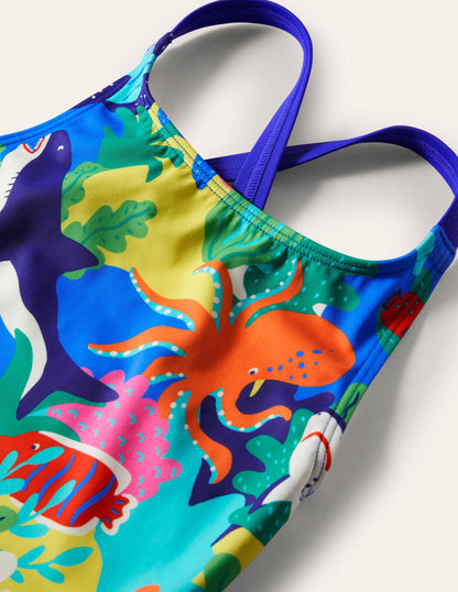 Maillot de bain imprimé croisé dans le dos-Récif arc-en-ciel multi-3