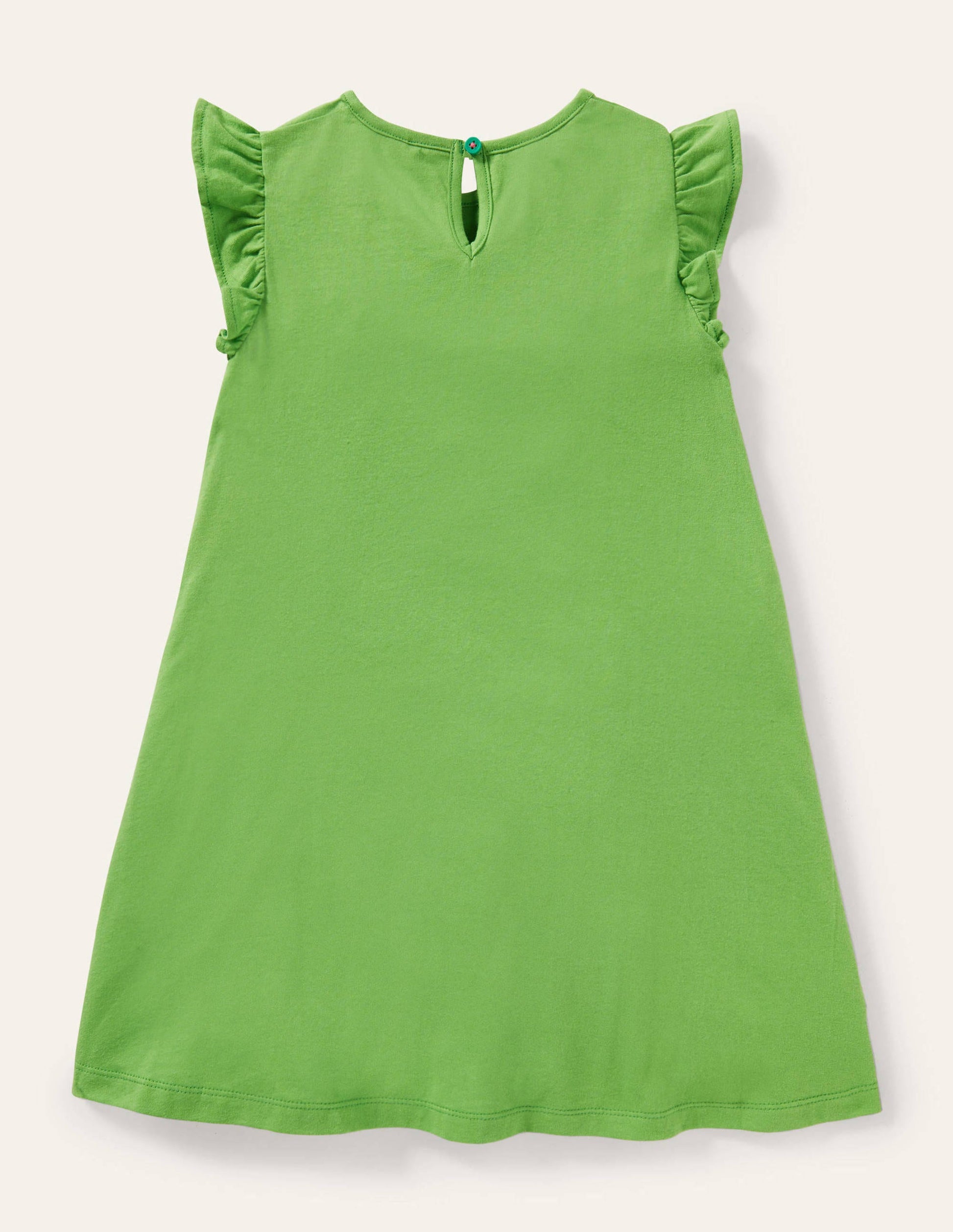Kleid mit Rüschenärmeln und Applikation-Grünfink, Elefant-2