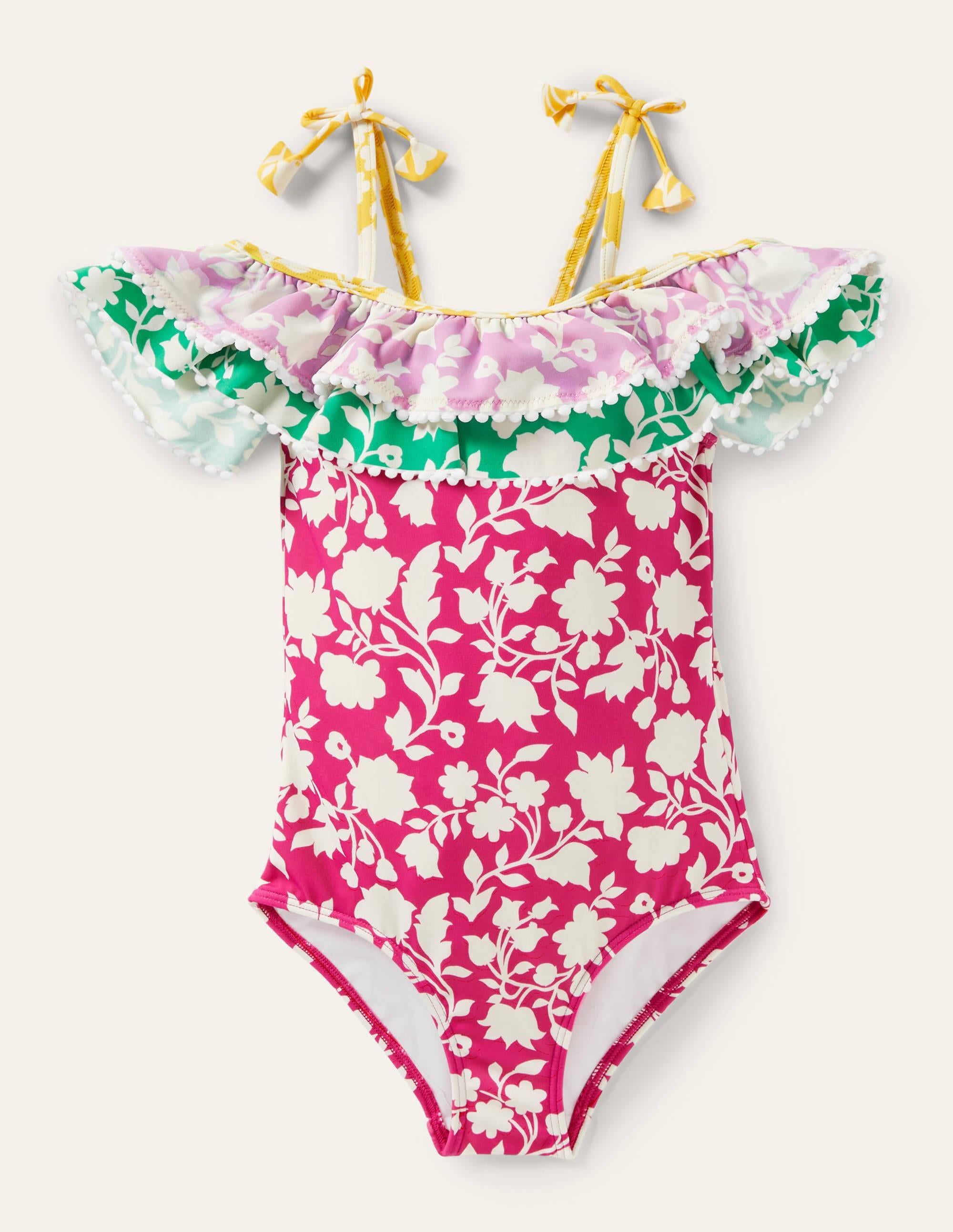 Maillot de bain volanté à motif pêle-mêle-Motif cachemire violet fruits rouges - Image 1