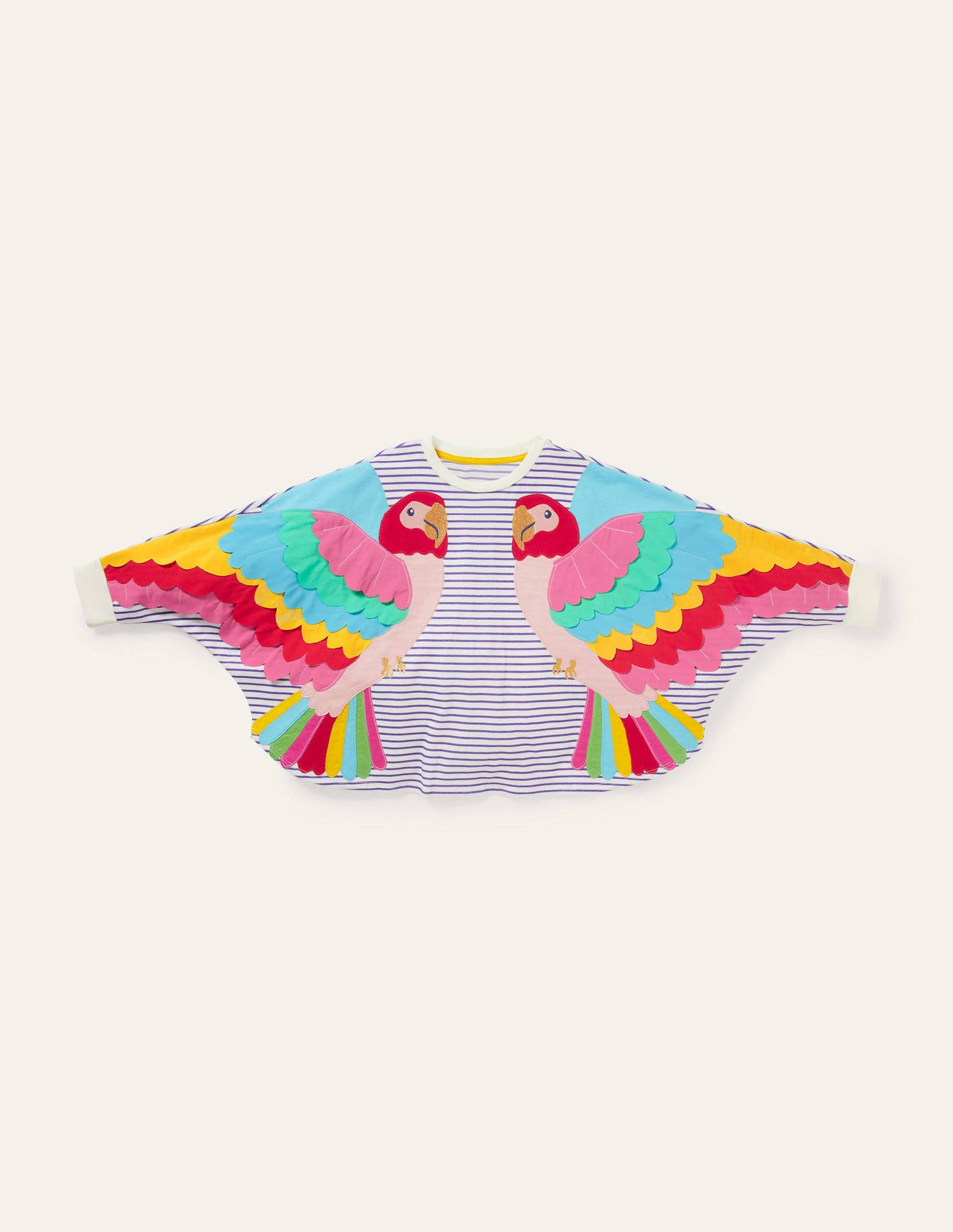 Schweres Sweatshirt-Naturweiß/Segelblau, Papagei-1