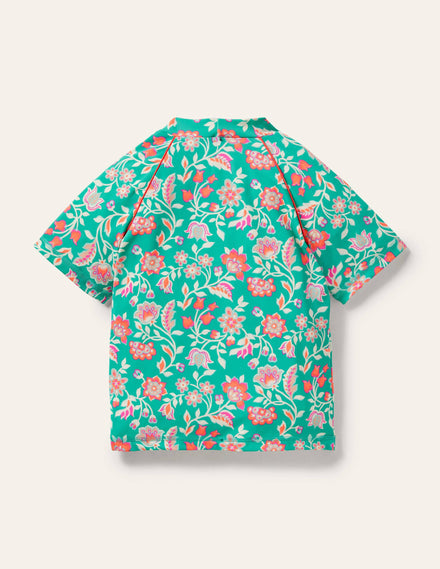 Short Sleeve Rash Vest-Tropical Green Paisley