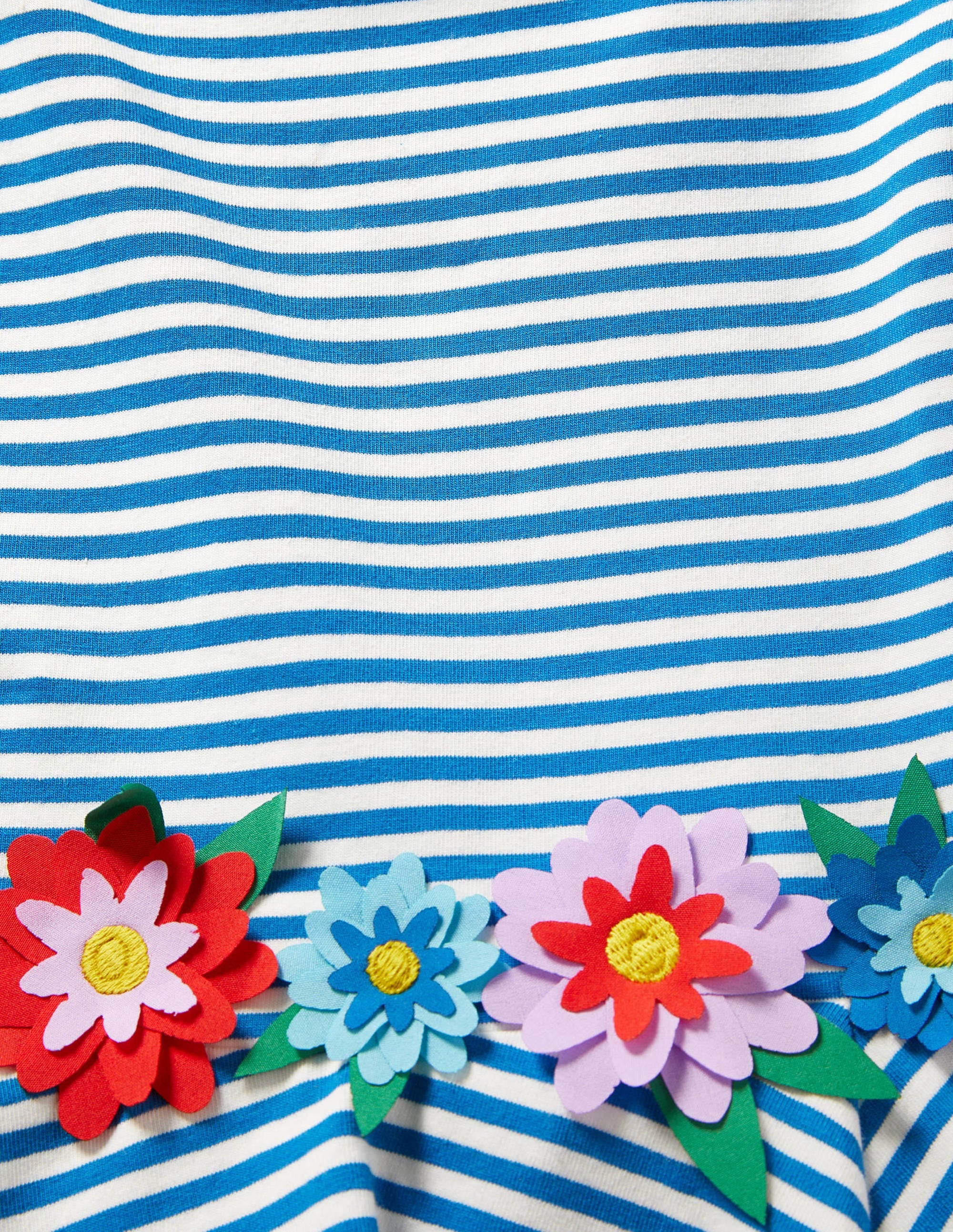Ausgestelltes Kleid mit gerüschten Ärmeln-Strahlendes Marineblau/Naturweiß - Image 3