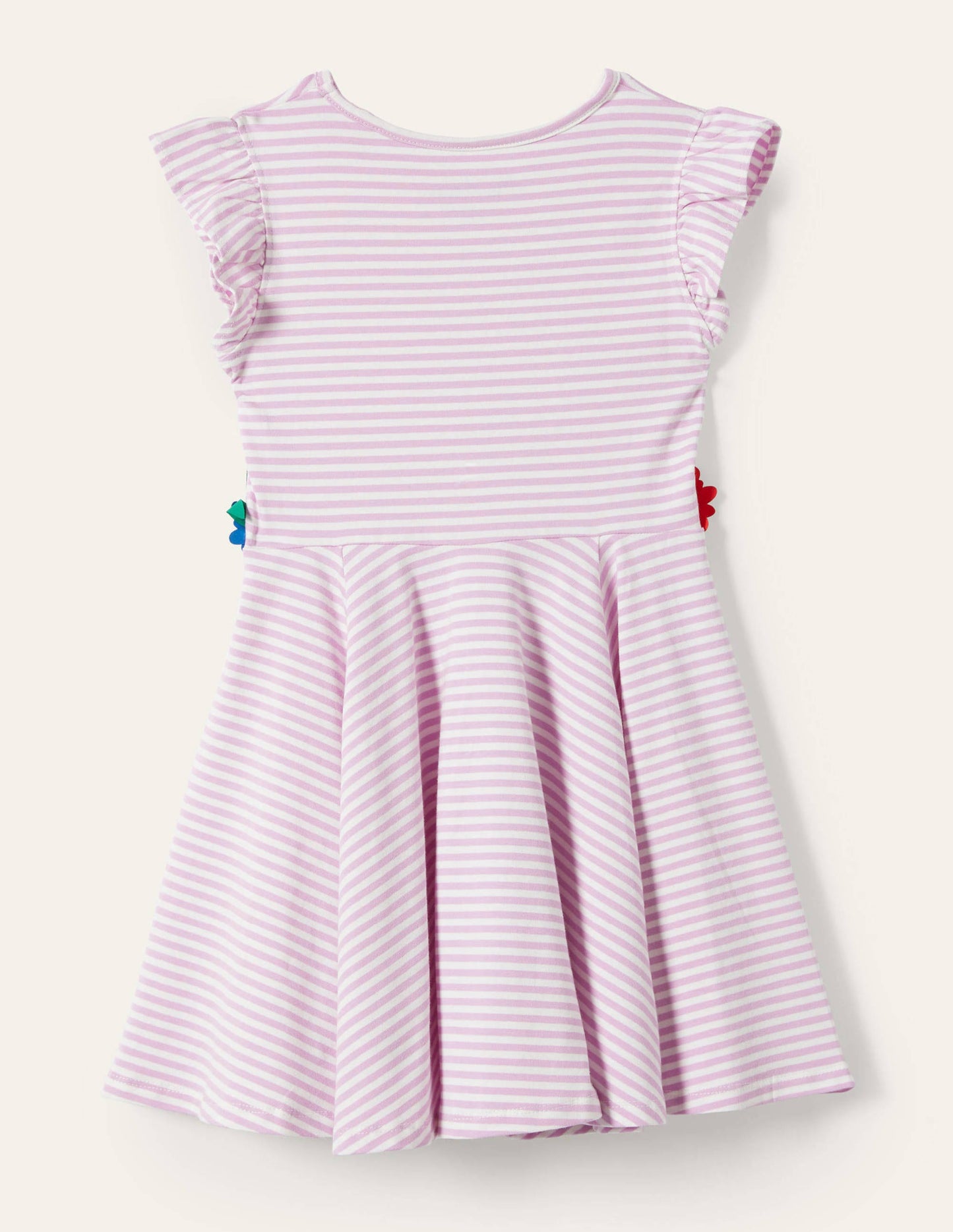 Ausgestelltes Kleid mit gerüschten Ärmeln-Weidenröschenrosa/Naturweiß