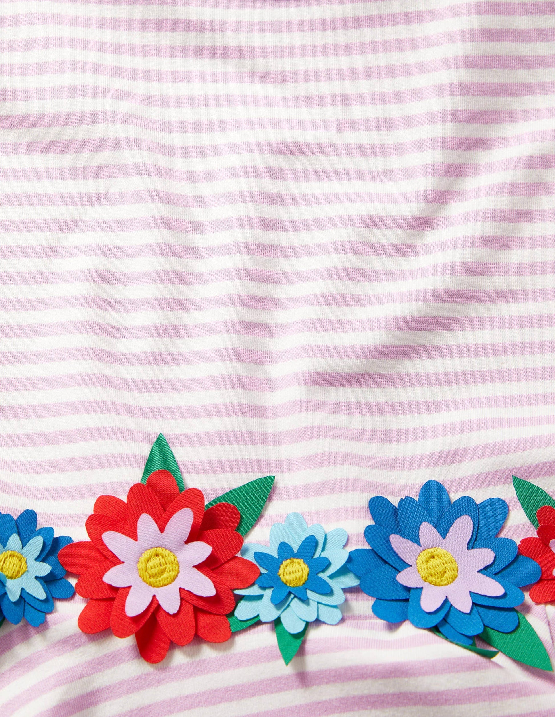 Ausgestelltes Kleid mit gerüschten Ärmeln-Weidenröschenrosa/Naturweiß-3
