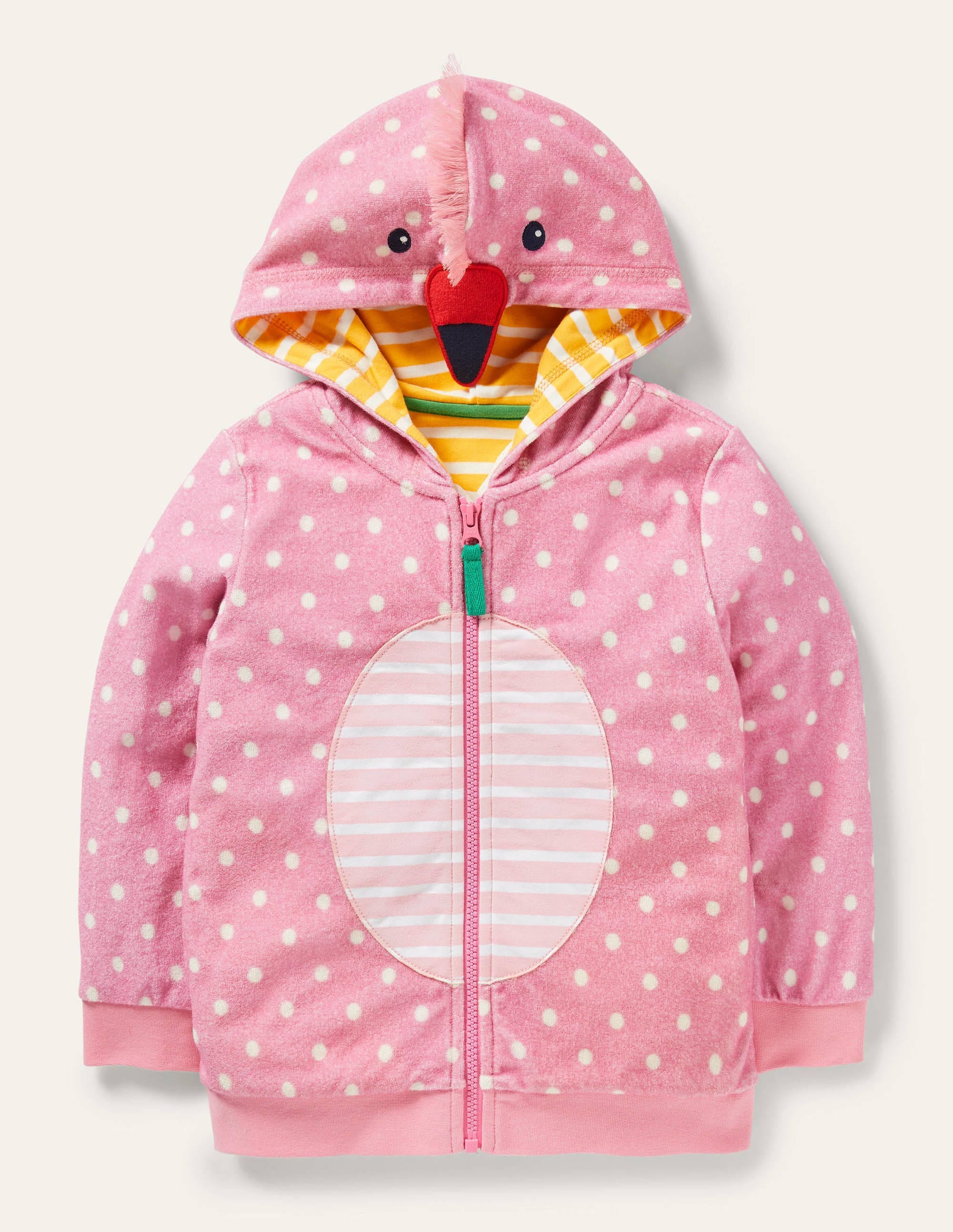 Originelle Frottee-Kapuzenjacke-Hellrosa, Flamingo - Image 1