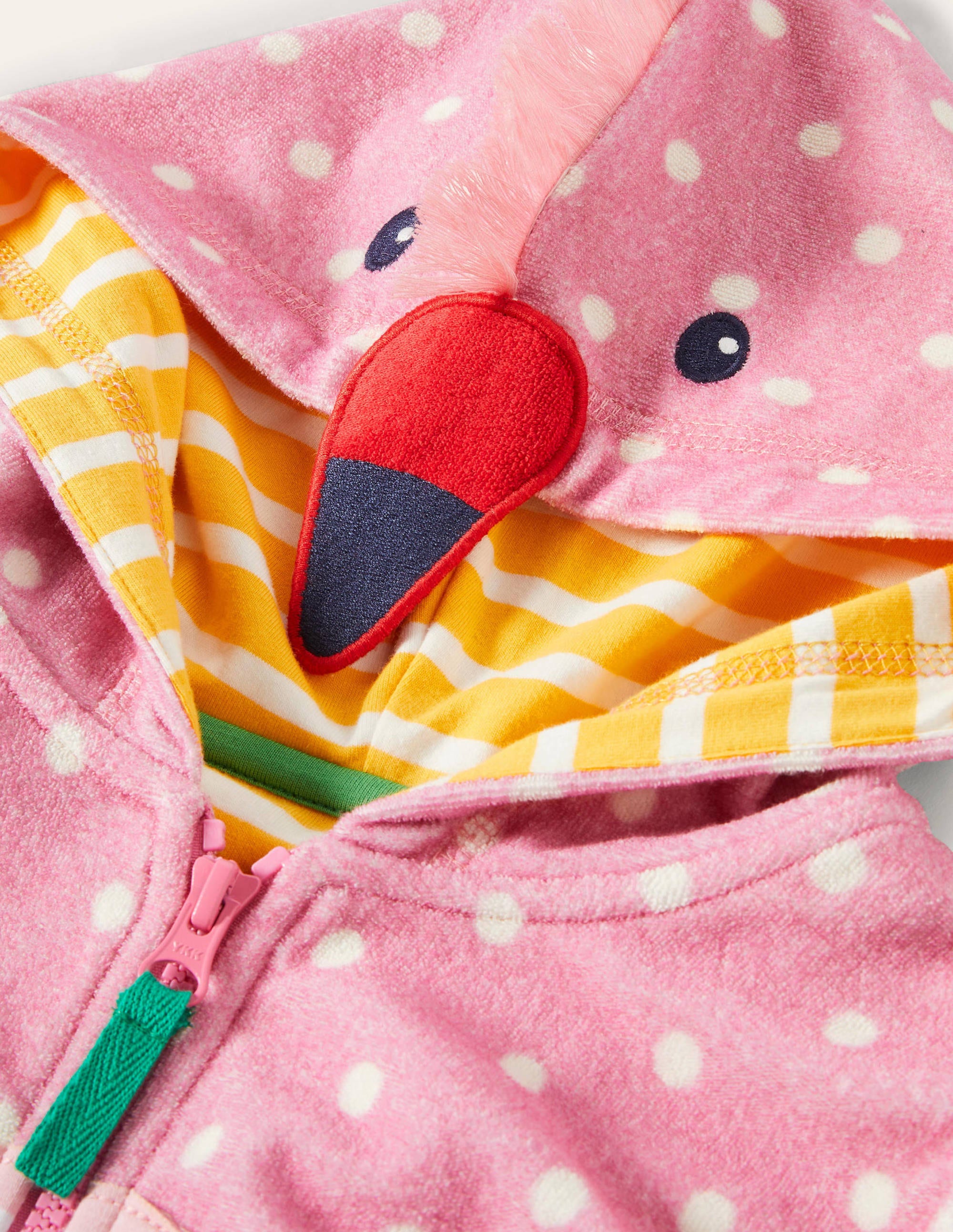 Originelle Frottee-Kapuzenjacke-Hellrosa, Flamingo - Image 3