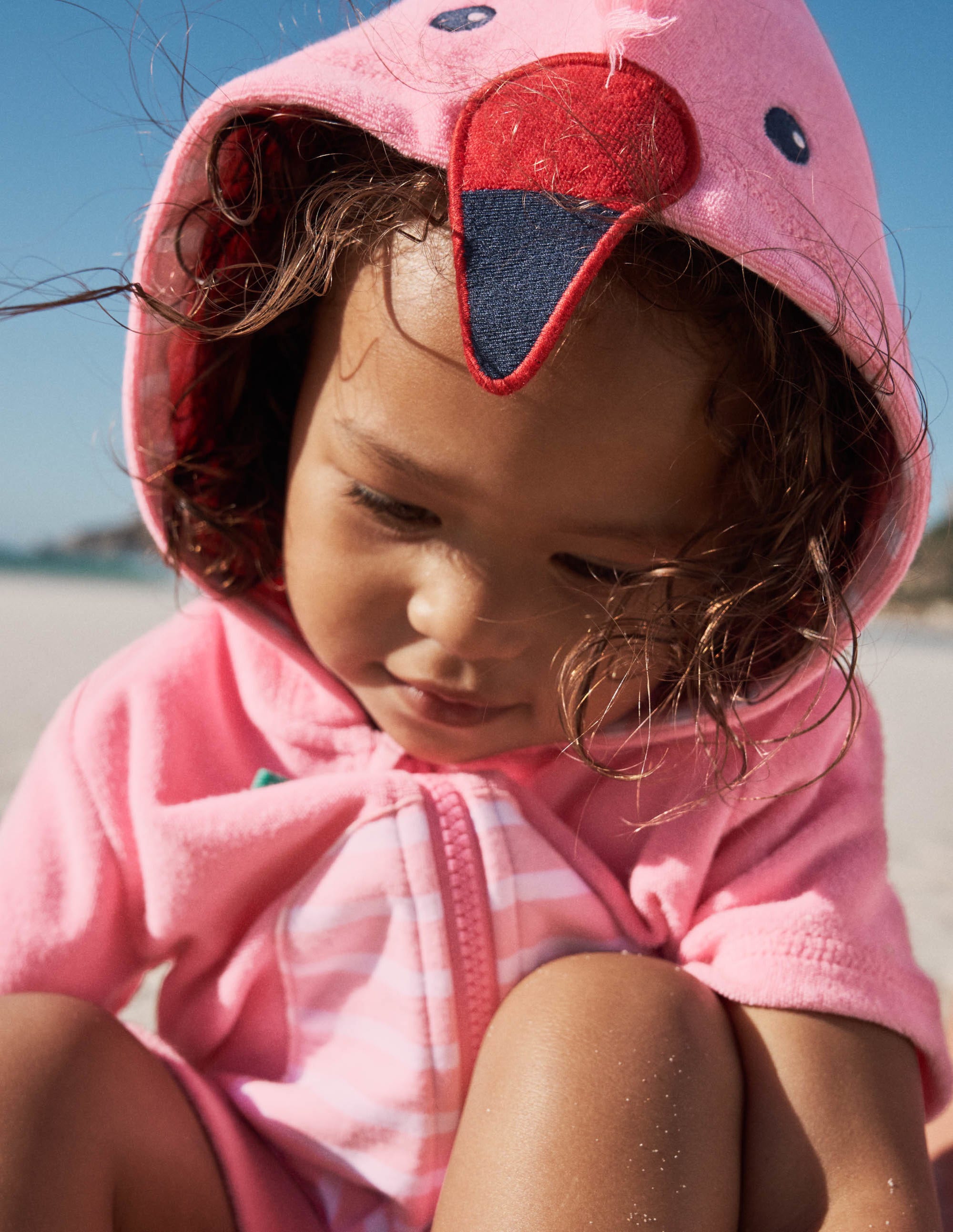 Originelle Frottee-Kapuzenjacke-Hellrosa, Flamingo - Image 5