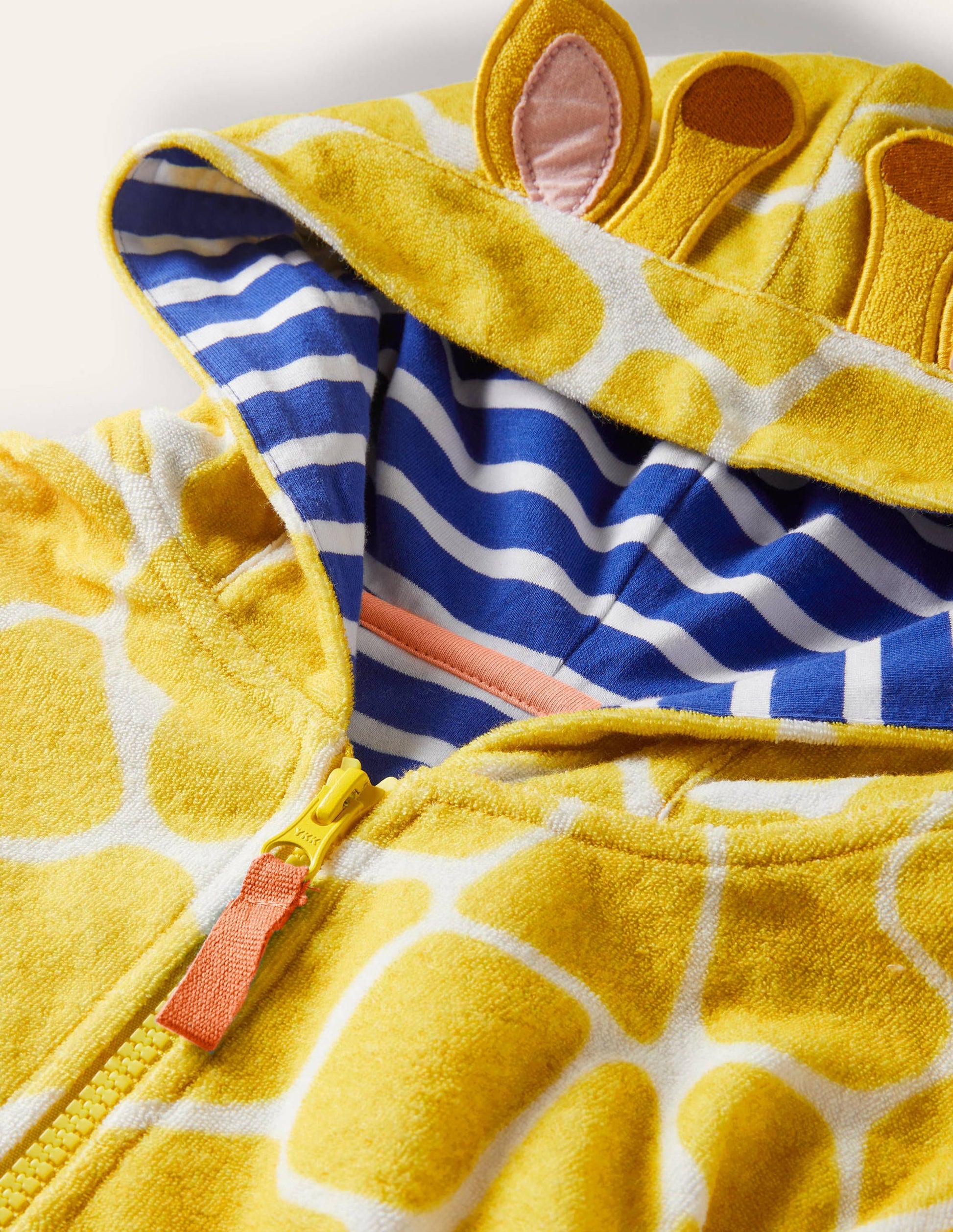 Originelle Frottee-Kapuzenjacke-Narzissengelb, Giraffe-3