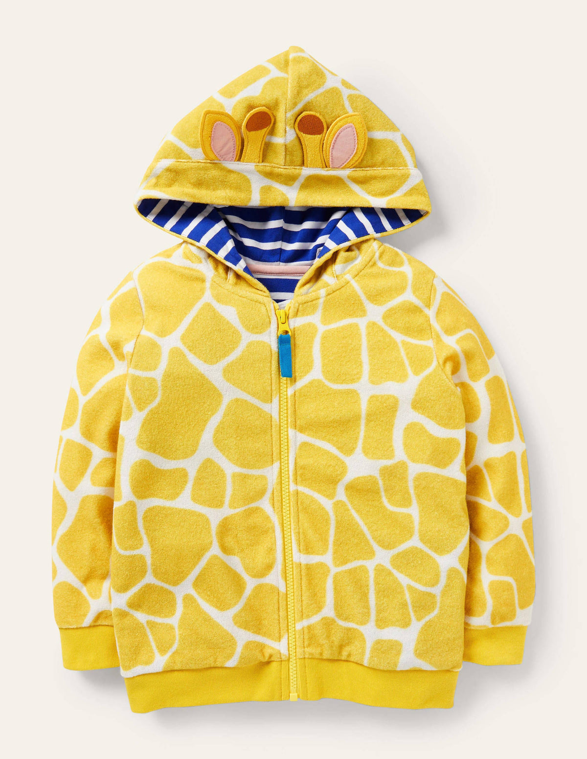 Originelle Frottee-Kapuzenjacke-Narzissengelb, Giraffe-1