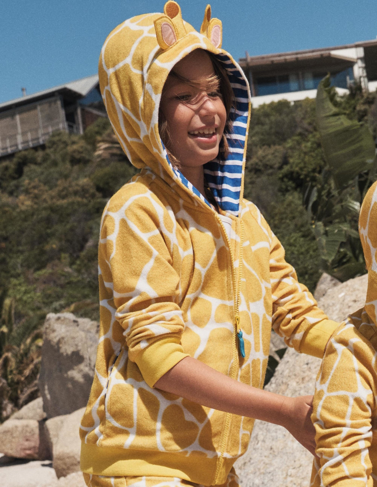 Originelle Frottee-Kapuzenjacke-Narzissengelb, Giraffe-4