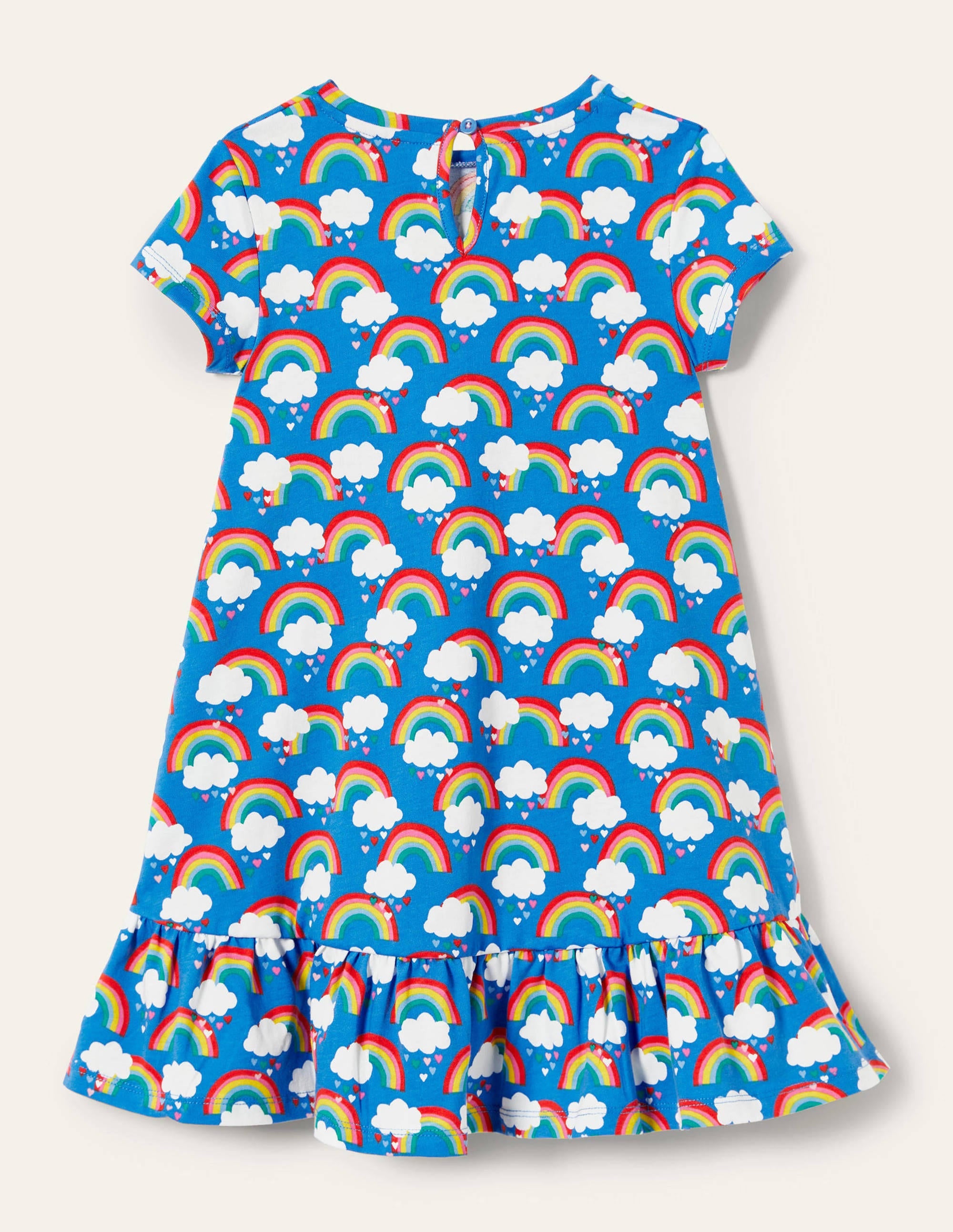 Jerseykleid mit abfallendem Saum-Marokkoblau, Regenbogen/Herzen - Image 2