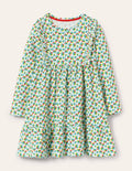 Gestuftes Jerseykleid mit Rüschen-Naturweiß, Beerenblüte
