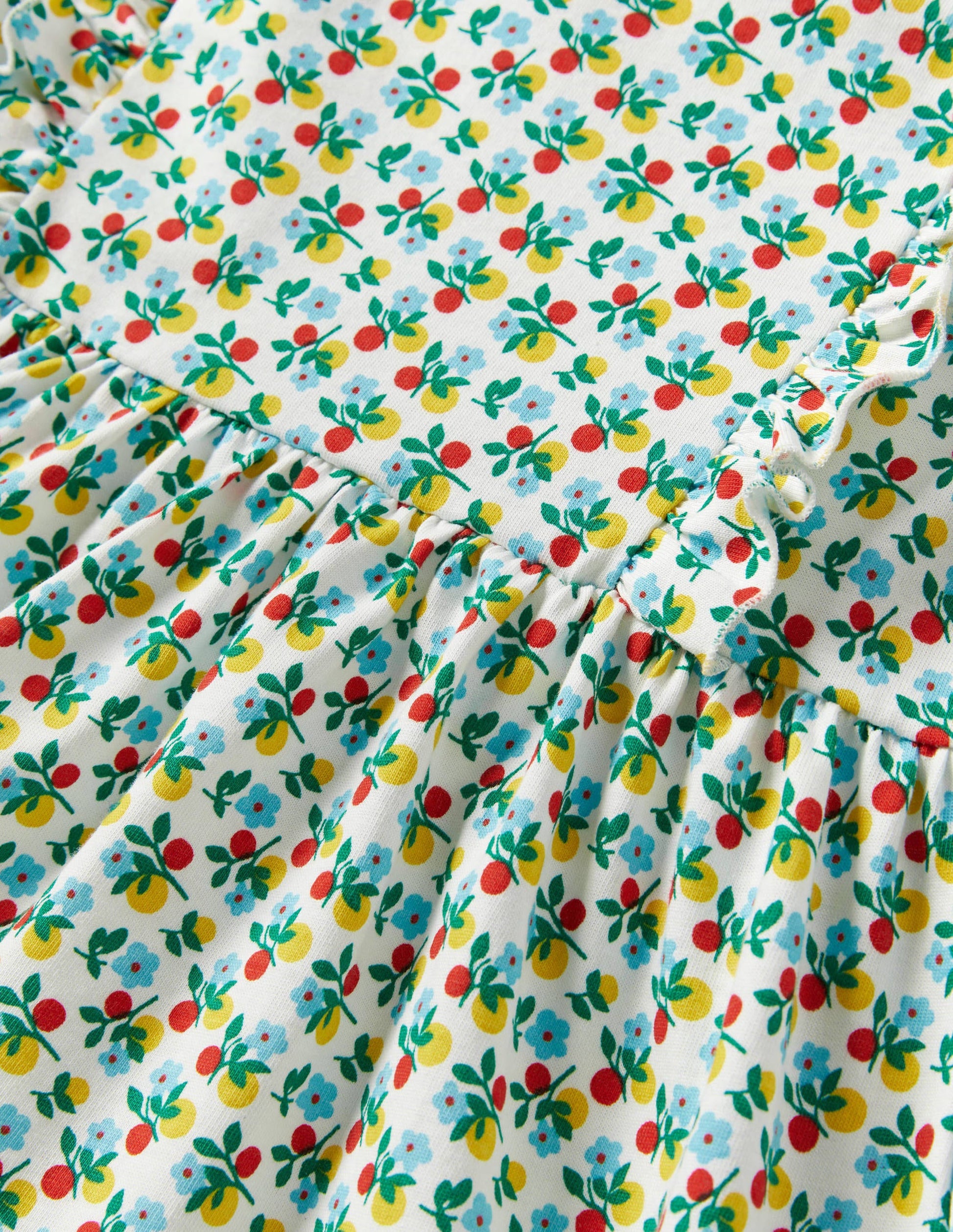 Gestuftes Jerseykleid mit Rüschen-Naturweiß, Beerenblüte-3