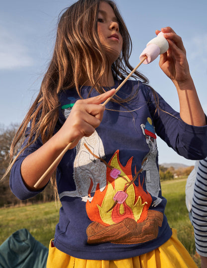 Oberteil mit großer Applikation-Segelblau, Lagerfeuer-2