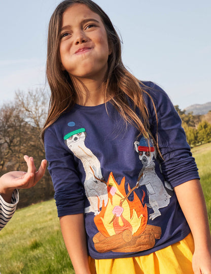 Oberteil mit großer Applikation-Segelblau, Lagerfeuer-4