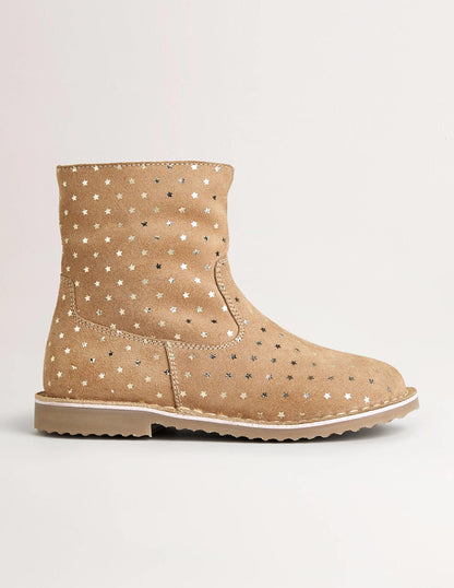 Cosy Short  Leather Boots-Taupe, Stern-1