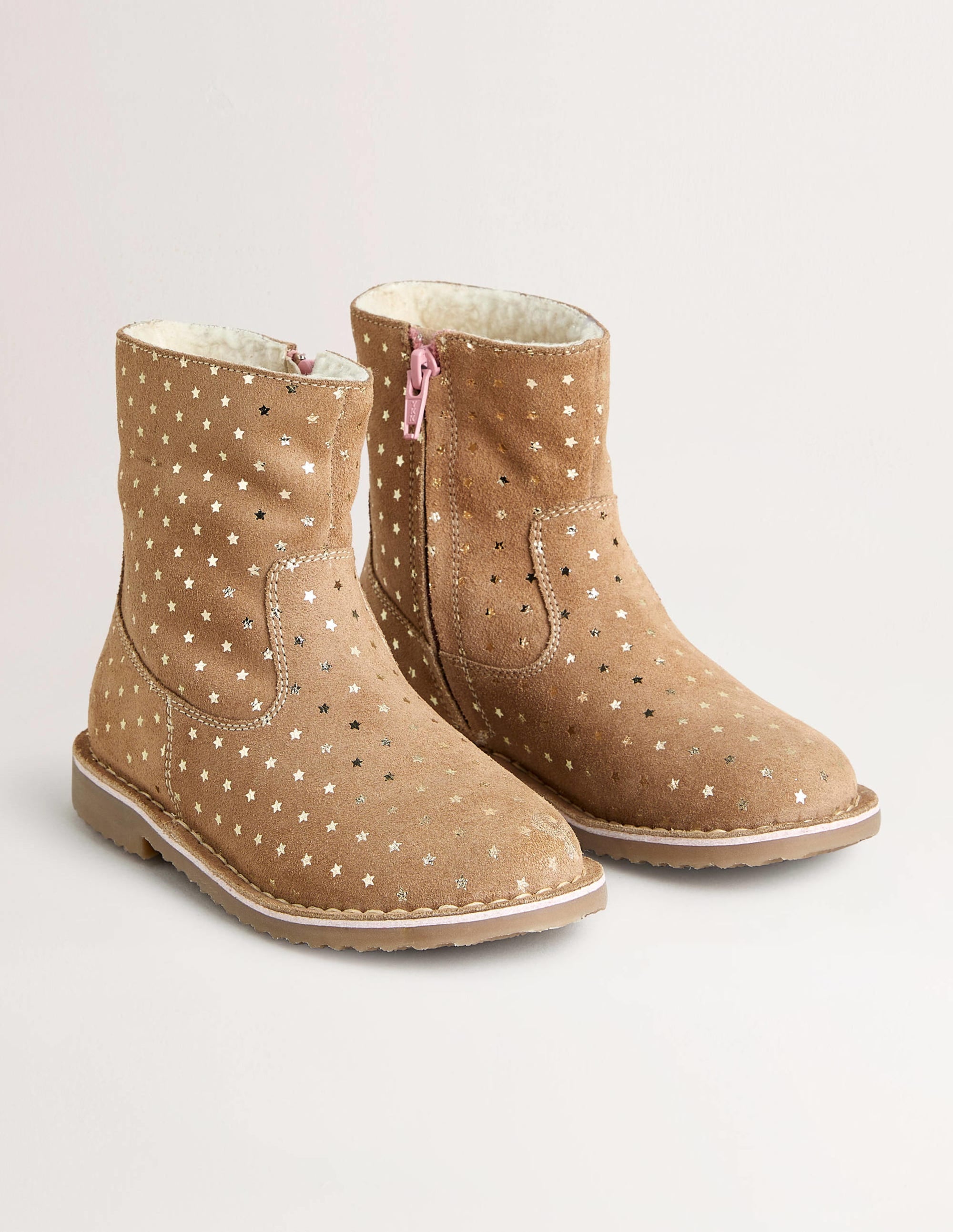 Bottes courtes cosy en cuir-Étoile taupe - Image 2