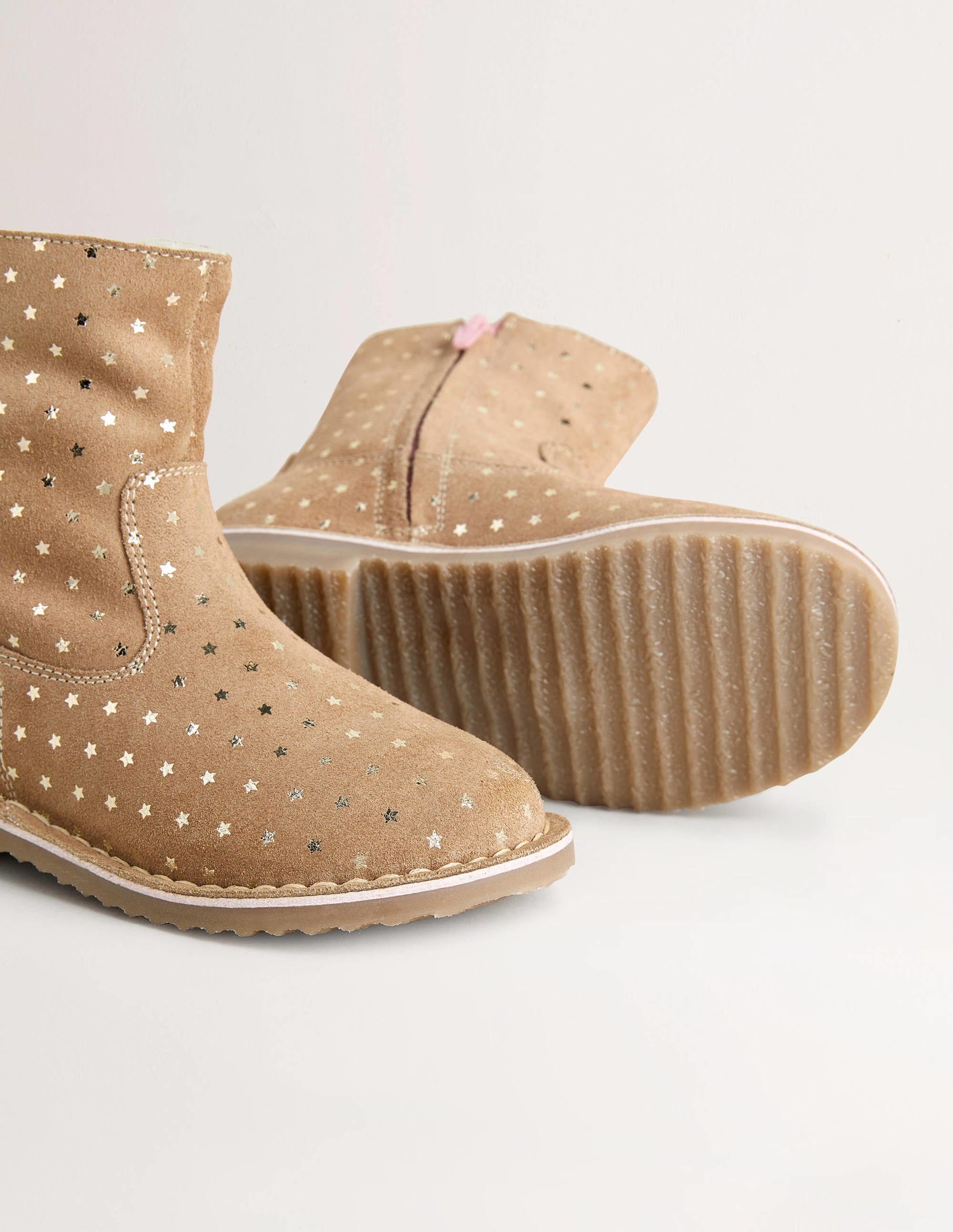 Bottes courtes cosy en cuir-Étoile taupe - Image 3