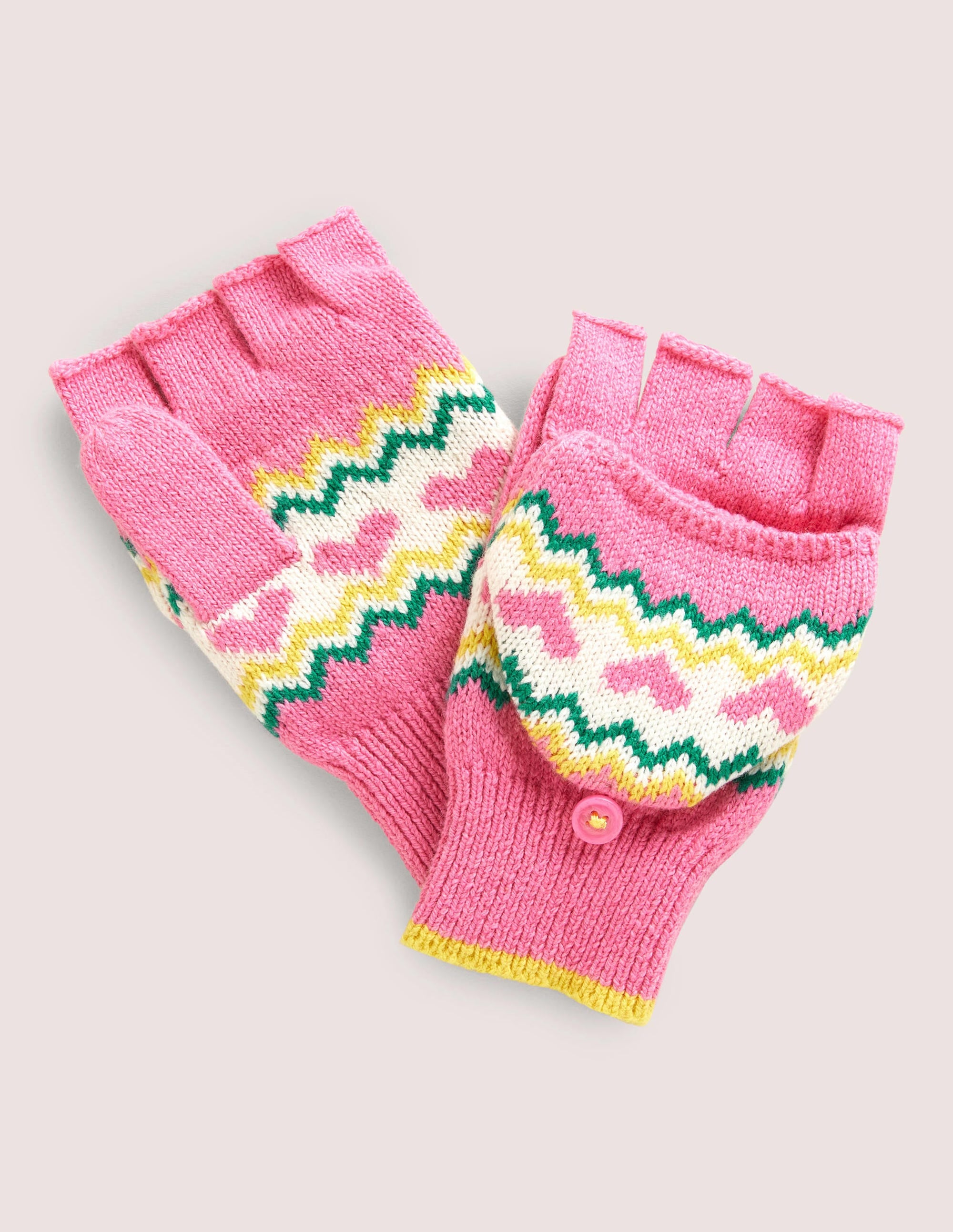 Fäustlinge mit Fair-Isle-Muster-Rosa - Image 1